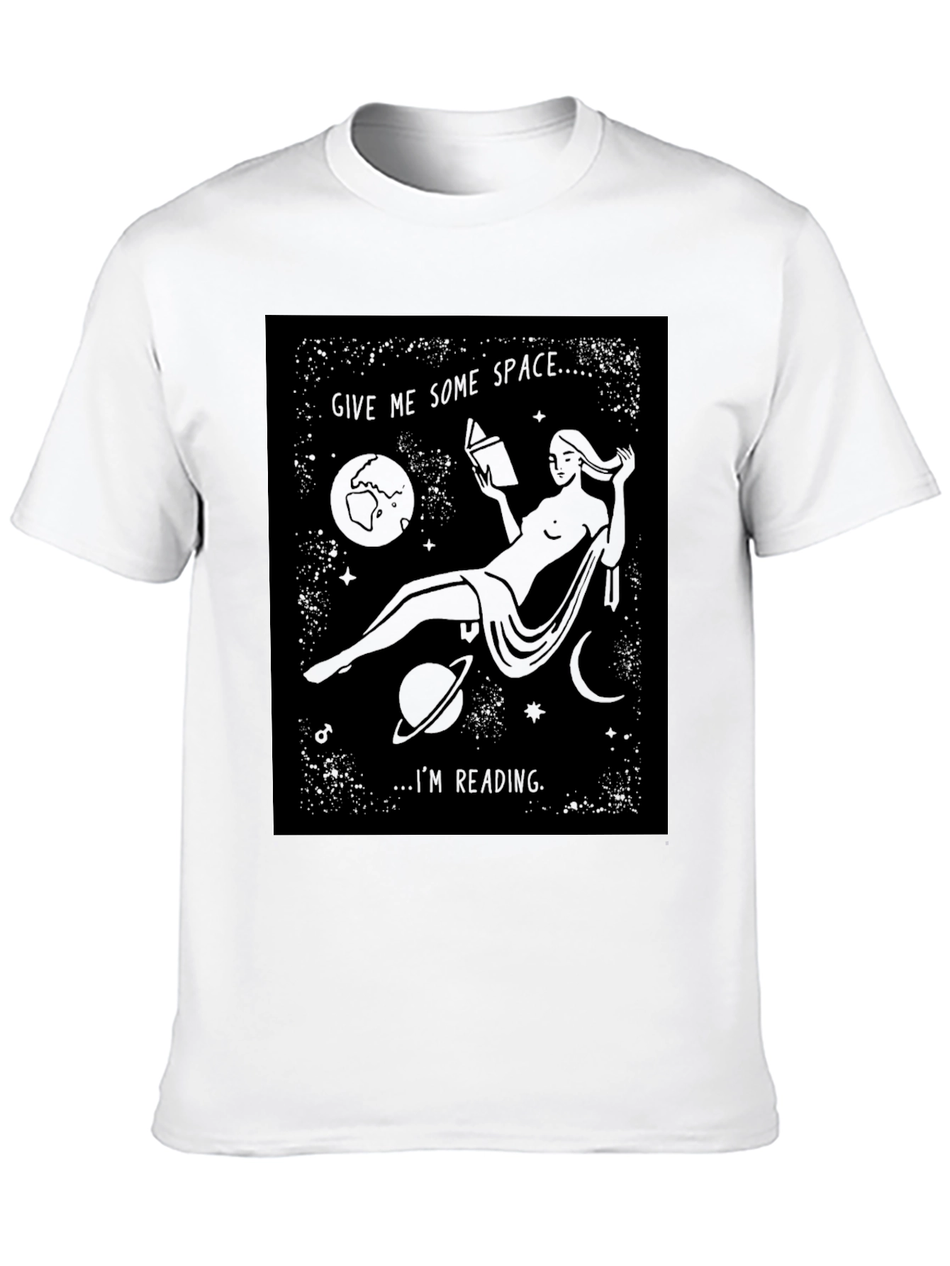 Black Give Me Some Space, I'm Reading Graphic T-Shirt view 10