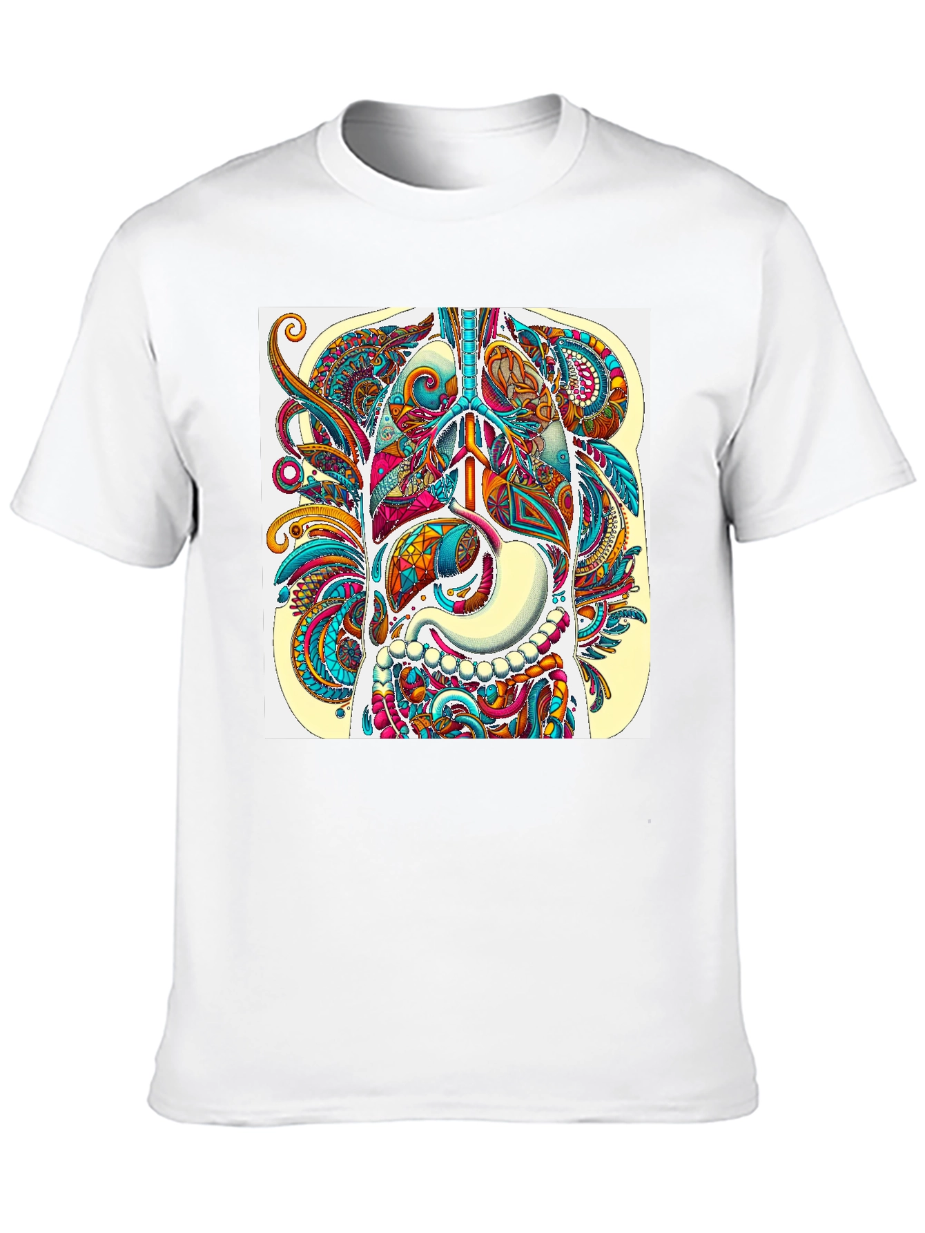 Black Anatomical Art Print Men's Black T-Shirt view 10