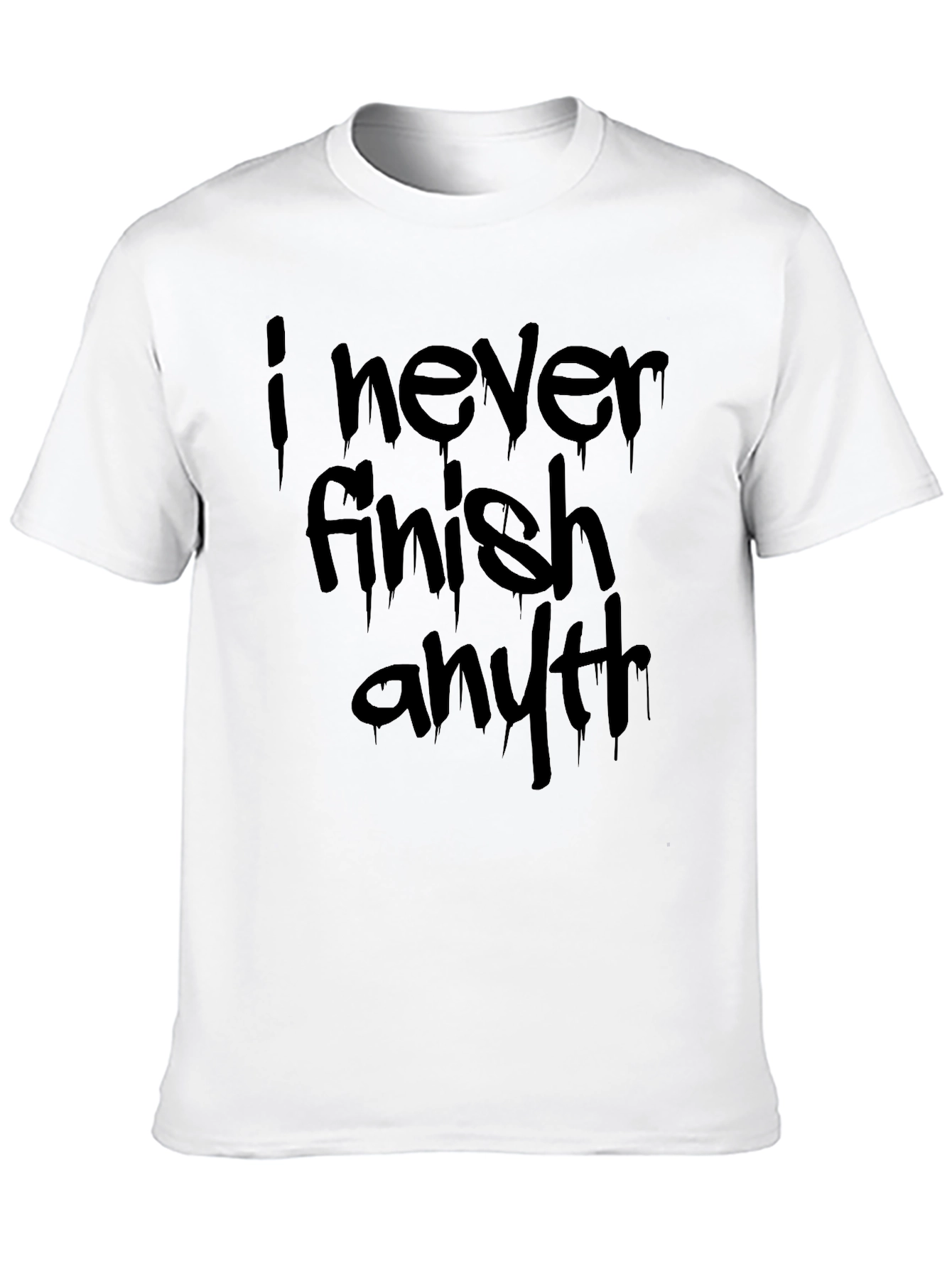 Black Humorous "I Never Finish Anything" Black T-Shirt view 10