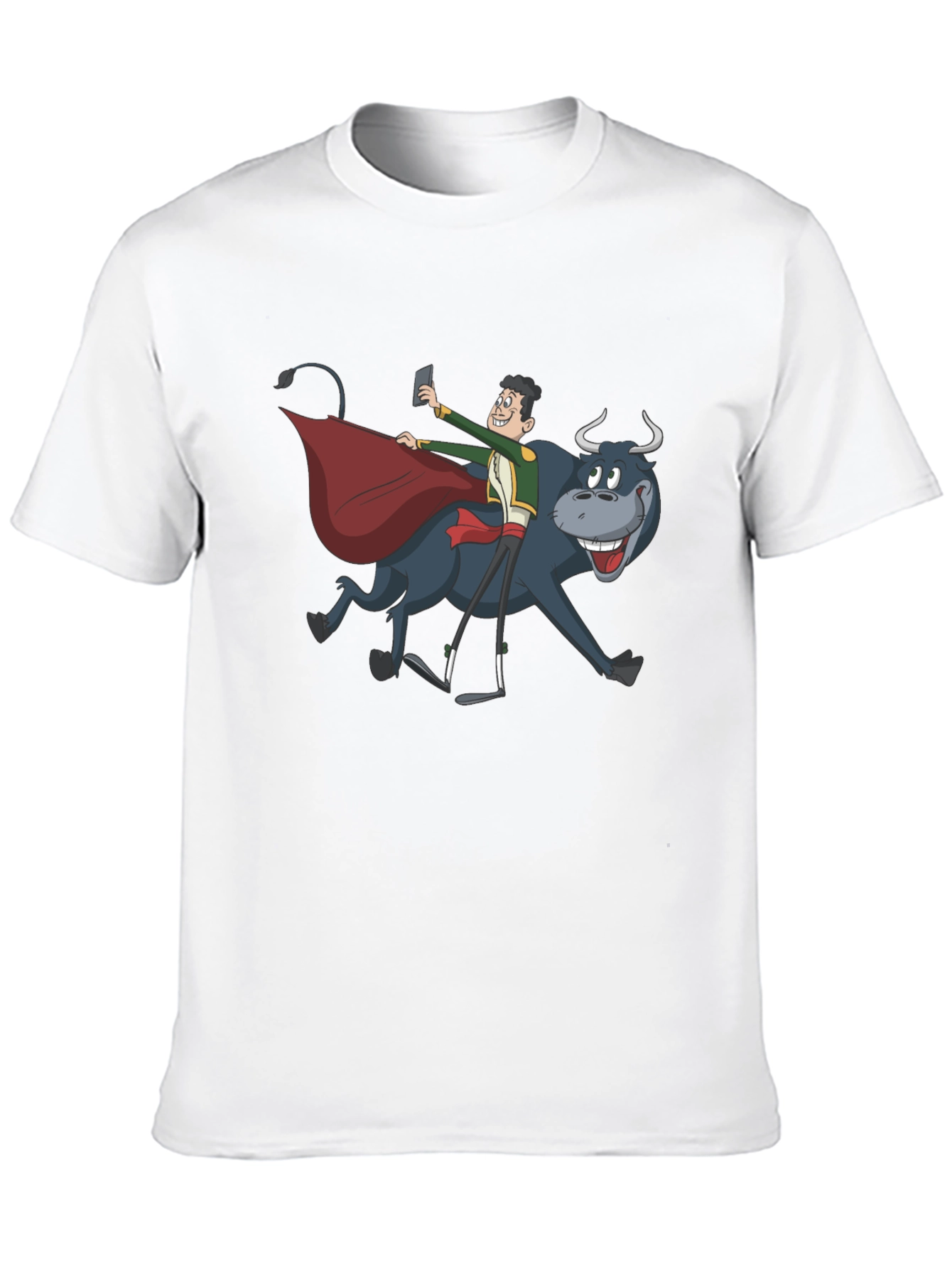 Black Funny Bull Selfie T-Shirt view 10