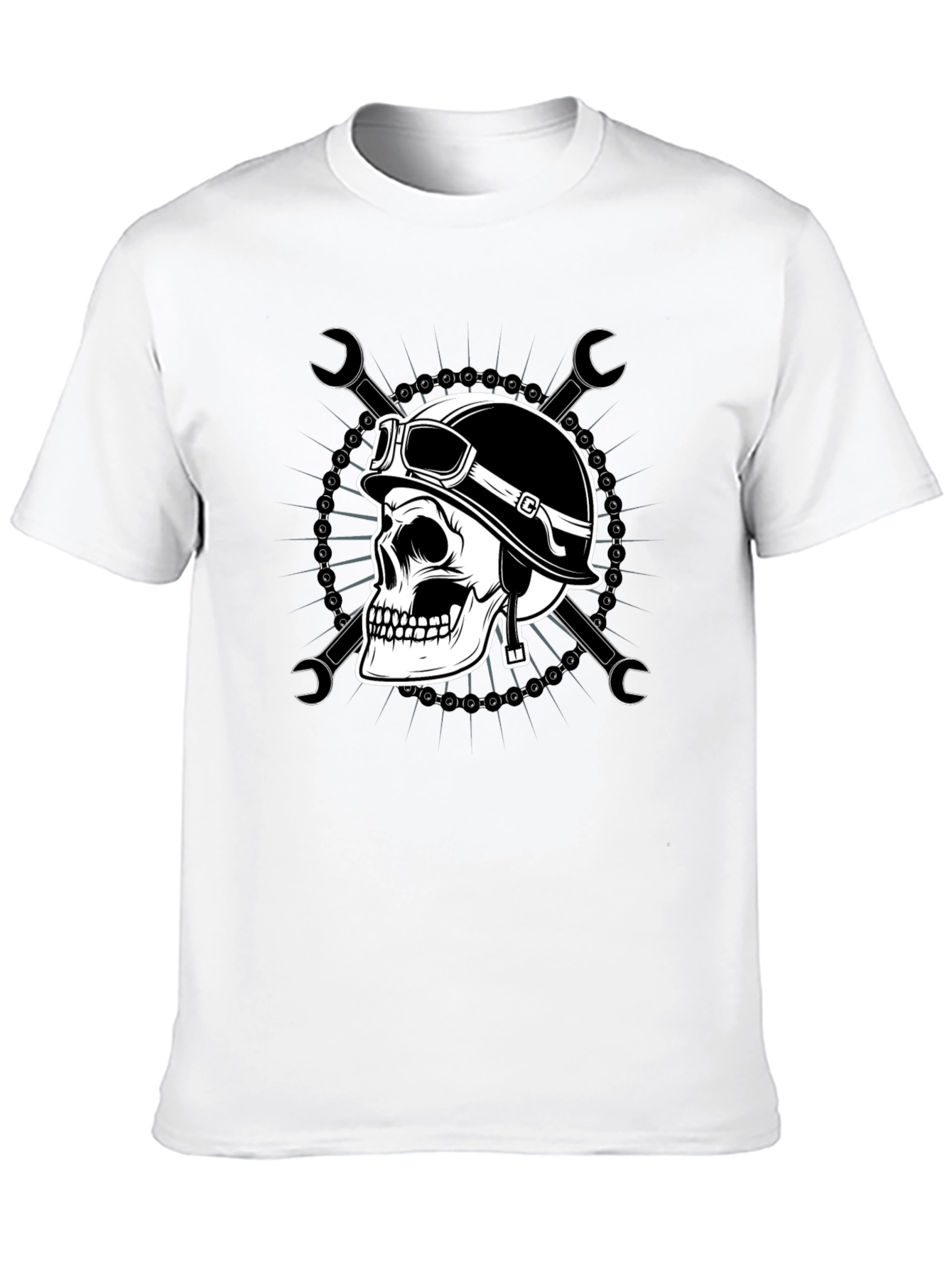 Skull Biker T-Shirt - Men's Black Graphic Tee - 10