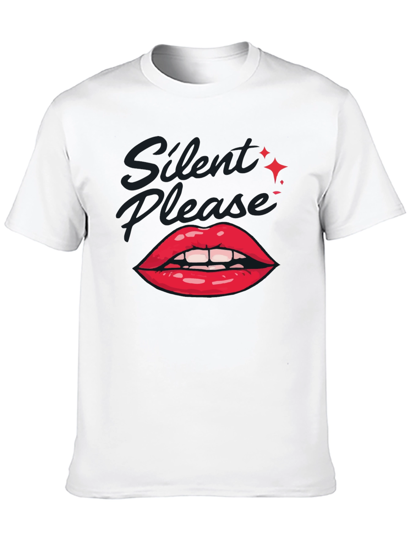 Black Silent Please Lips Graphic T-Shirt view 10