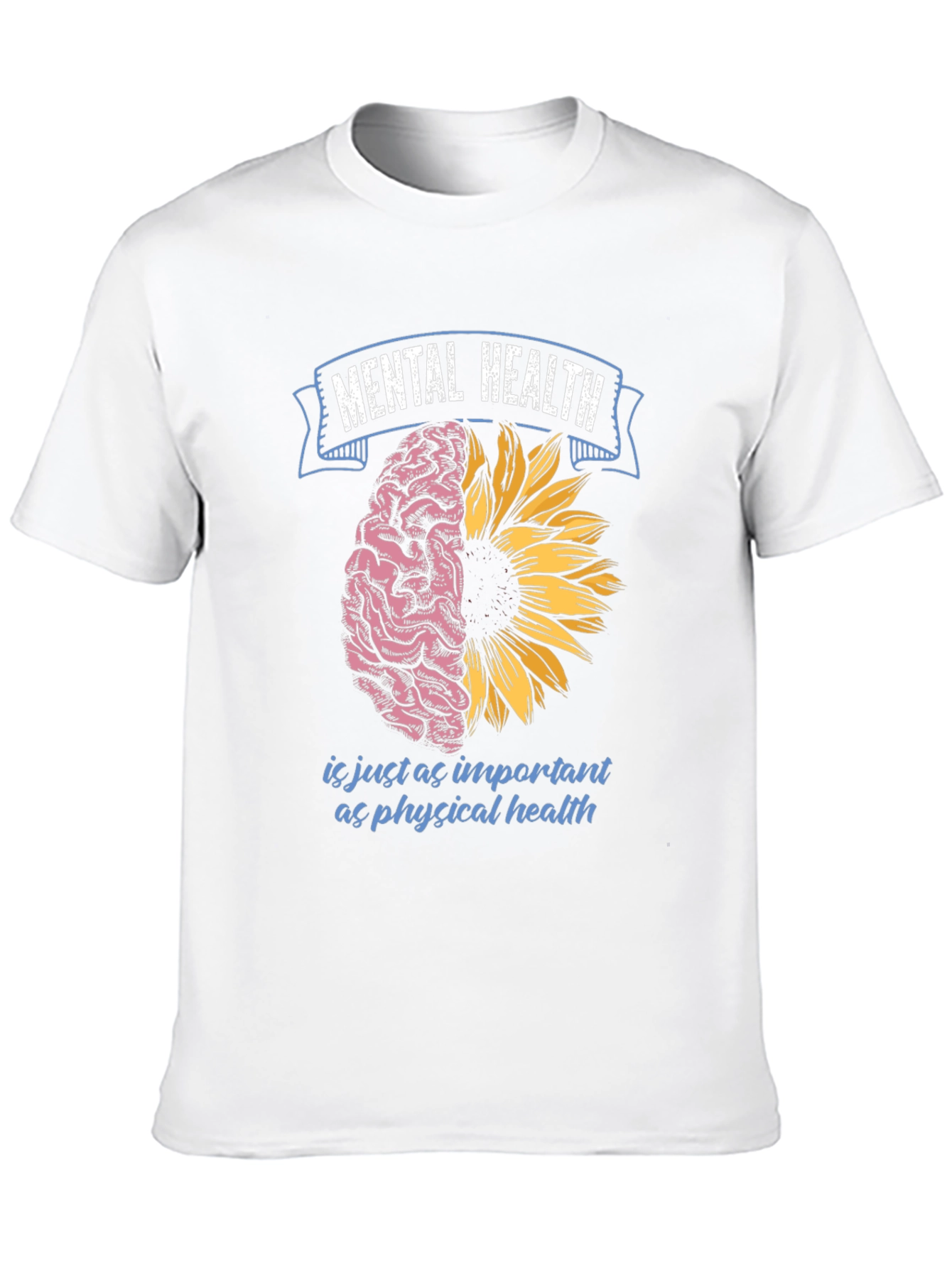 Black Mental Health T-Shirt: Brain & Sunflower Design view 10