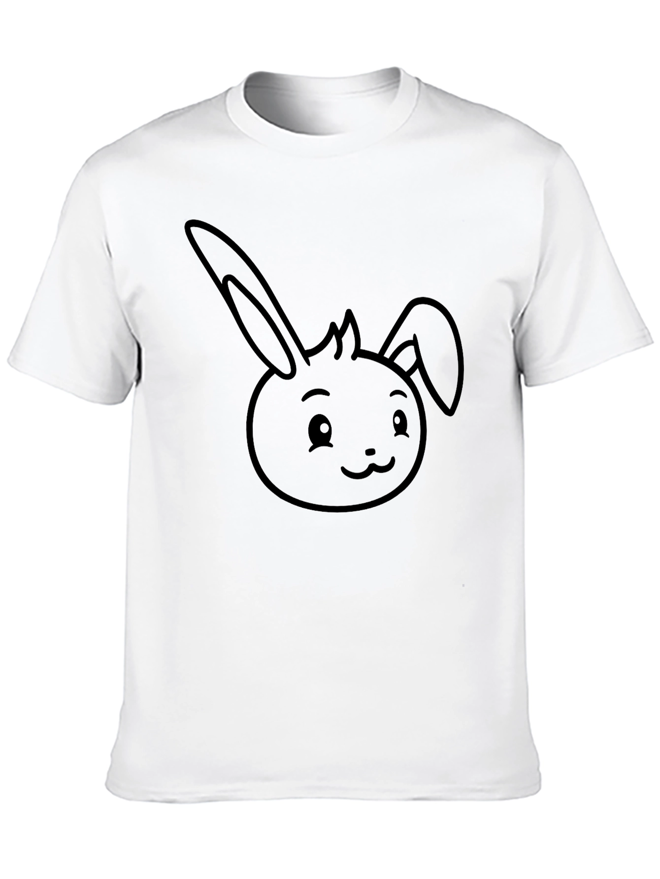 Black Cute Bunny Graphic Black Tee - Soft Cotton Blend view 10