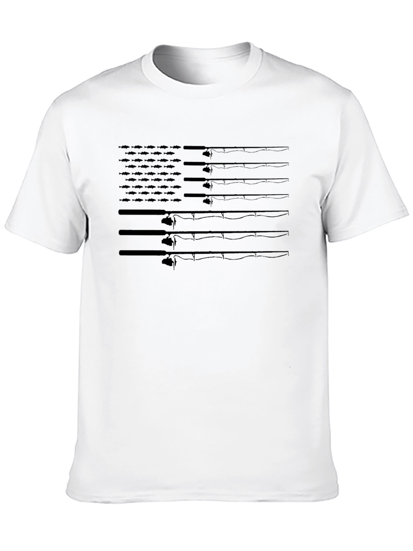 Black Fishing Rod Flag Graphic Tee - Patriotic Angler Shirt view 10