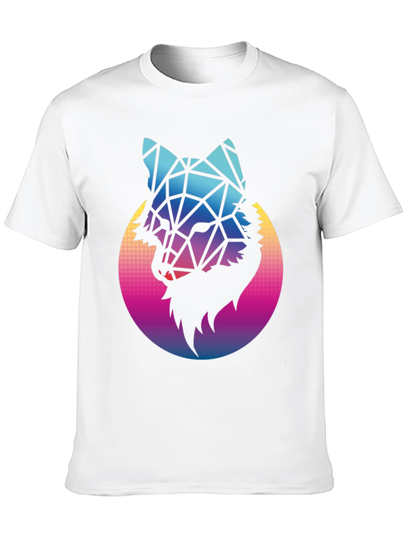 Black Geometric Wolf Graphic Tee - Black Cotton Blend view 10