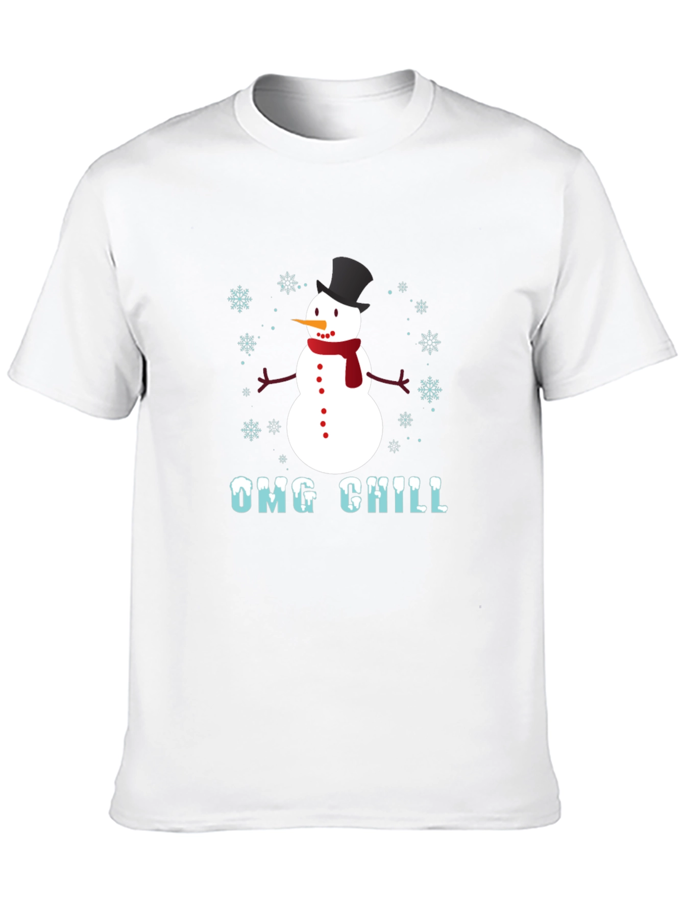 Black OMG Chill Snowman Graphic Tee - Winter Holiday Shirt view 10