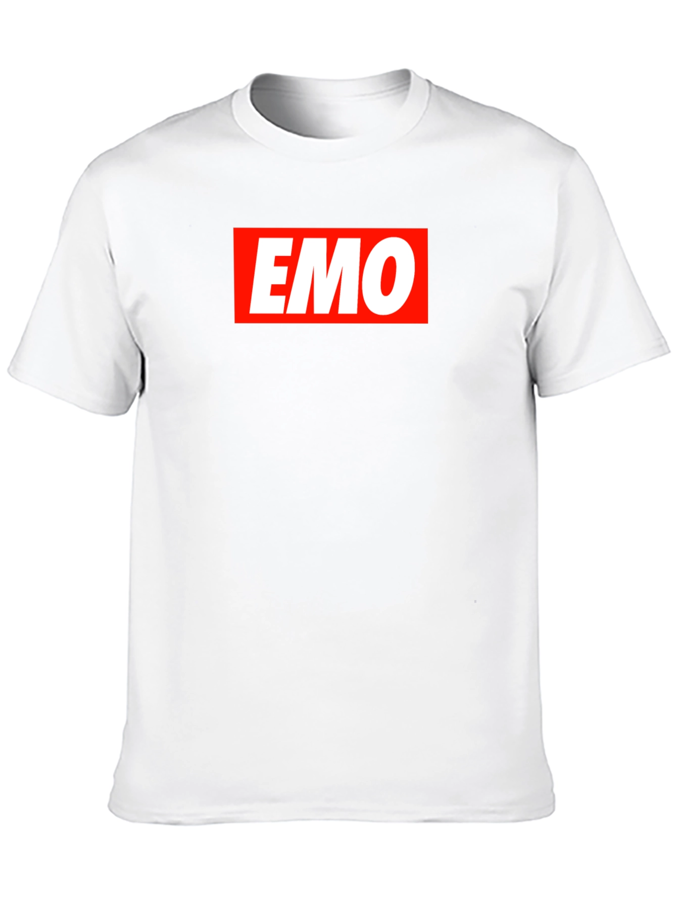 Black Emo T-Shirt - Classic Red and White Logo Design view 10
