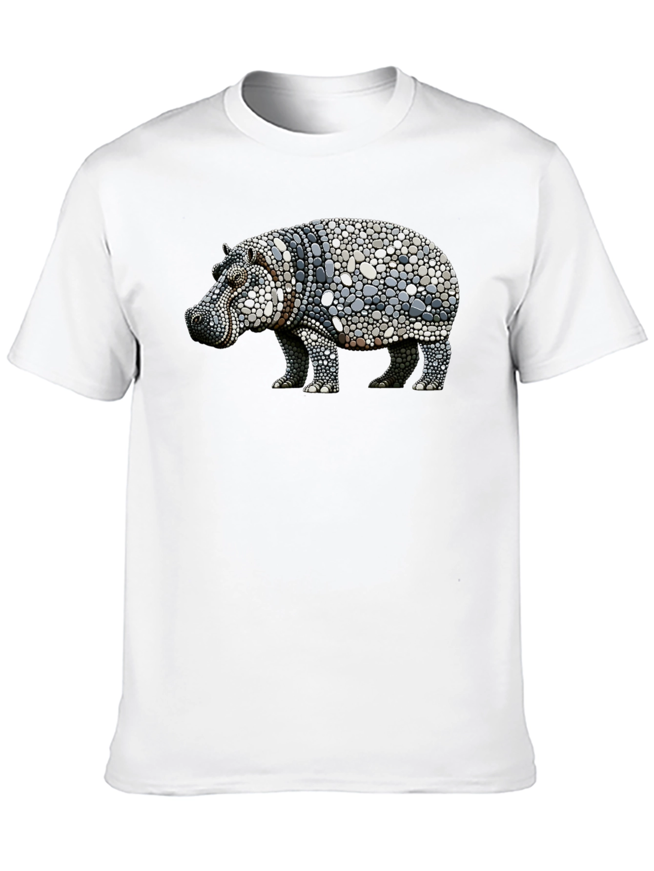 Black Hippo Pebble Art Graphic Tee - Black Cotton Shirt view 10