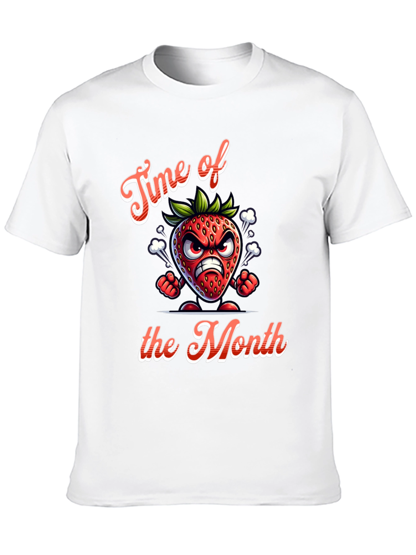 Black Time of the Month Angry Strawberry Graphic T-Shirt view 10