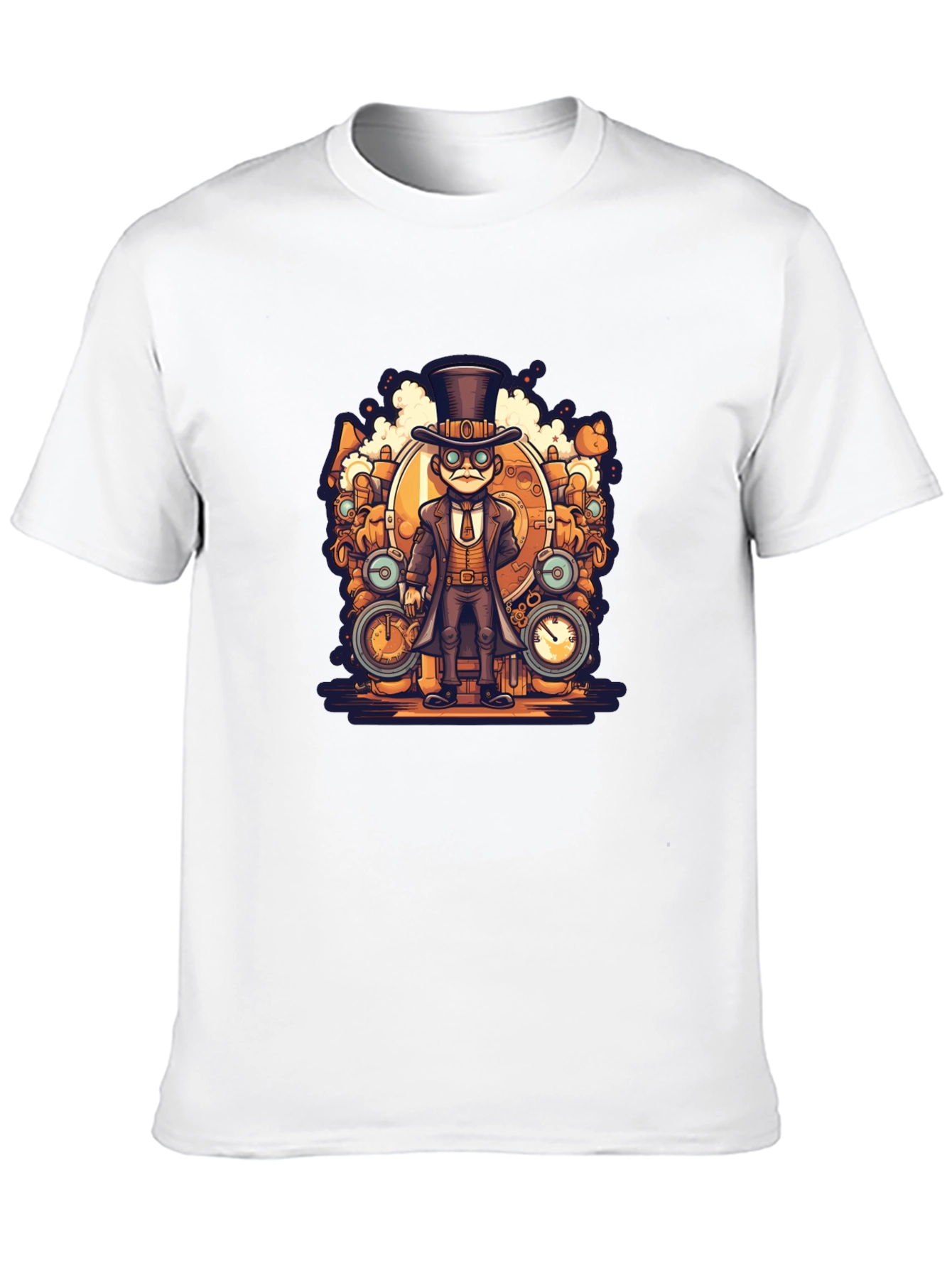 Black Steampunk Cartoon Black T-Shirt view 10