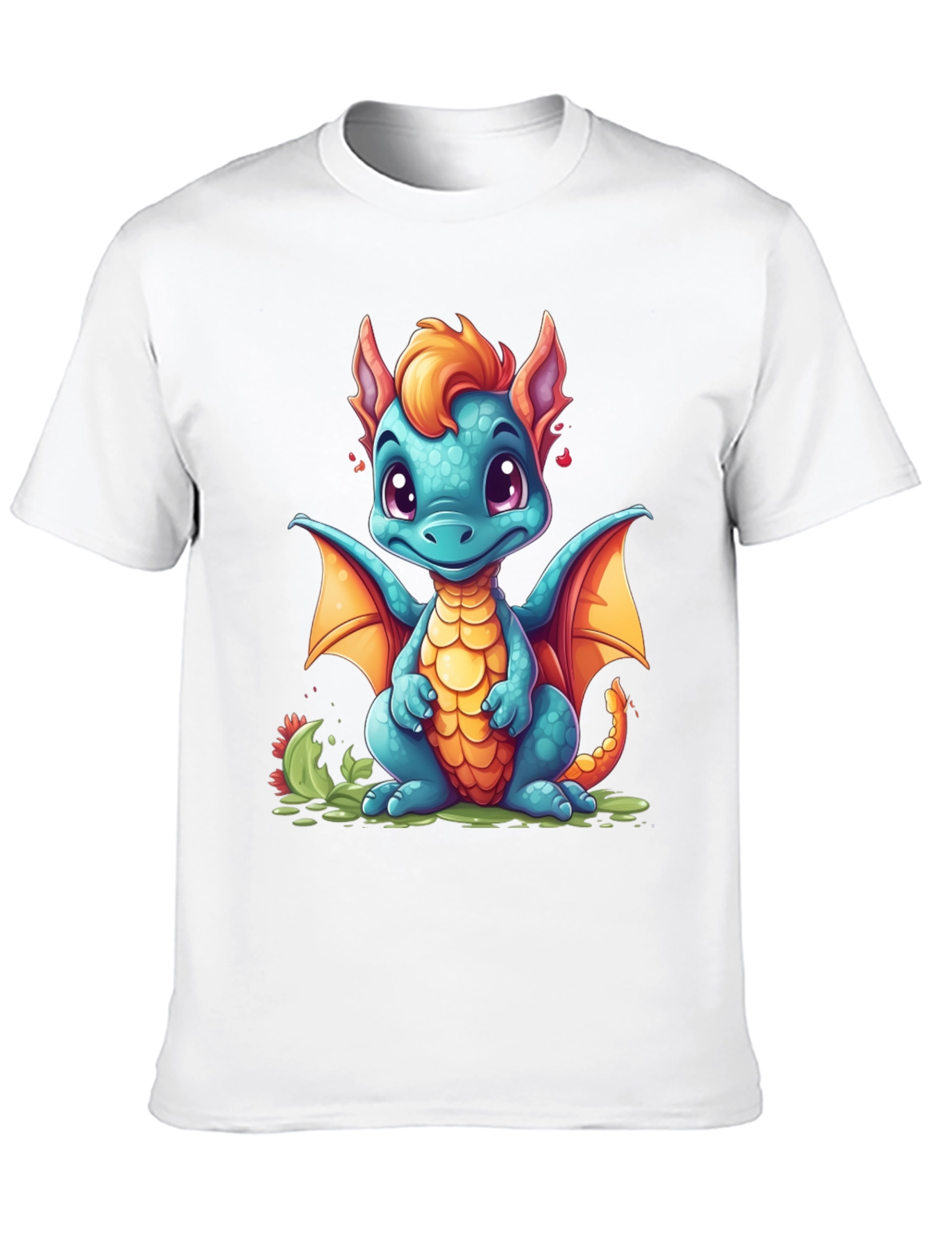 Black Cute Cartoon Dragon Graphic T-Shirt view 10