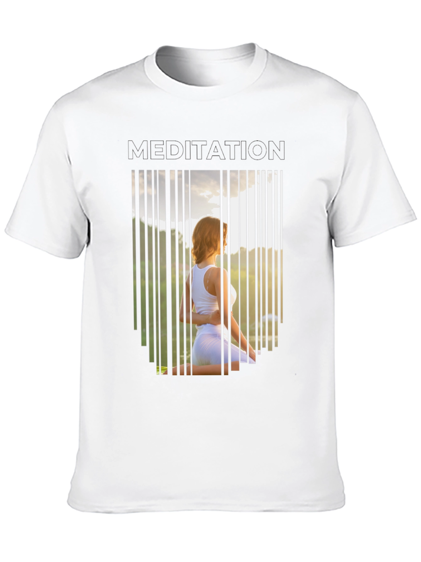 Black Meditation T-Shirt - Zen Barcode Design view 10