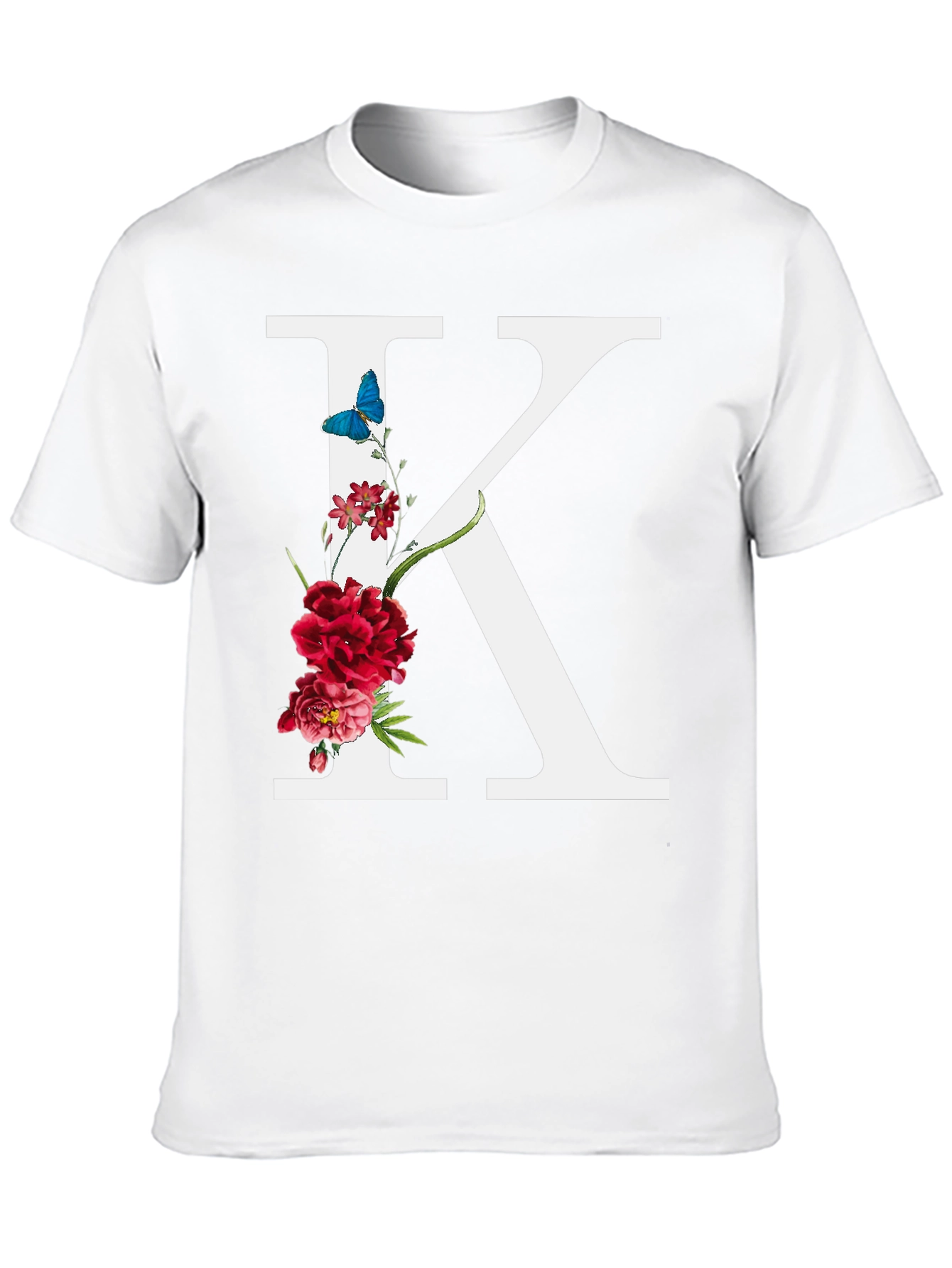 Black Floral Letter K Black T-Shirt view 10