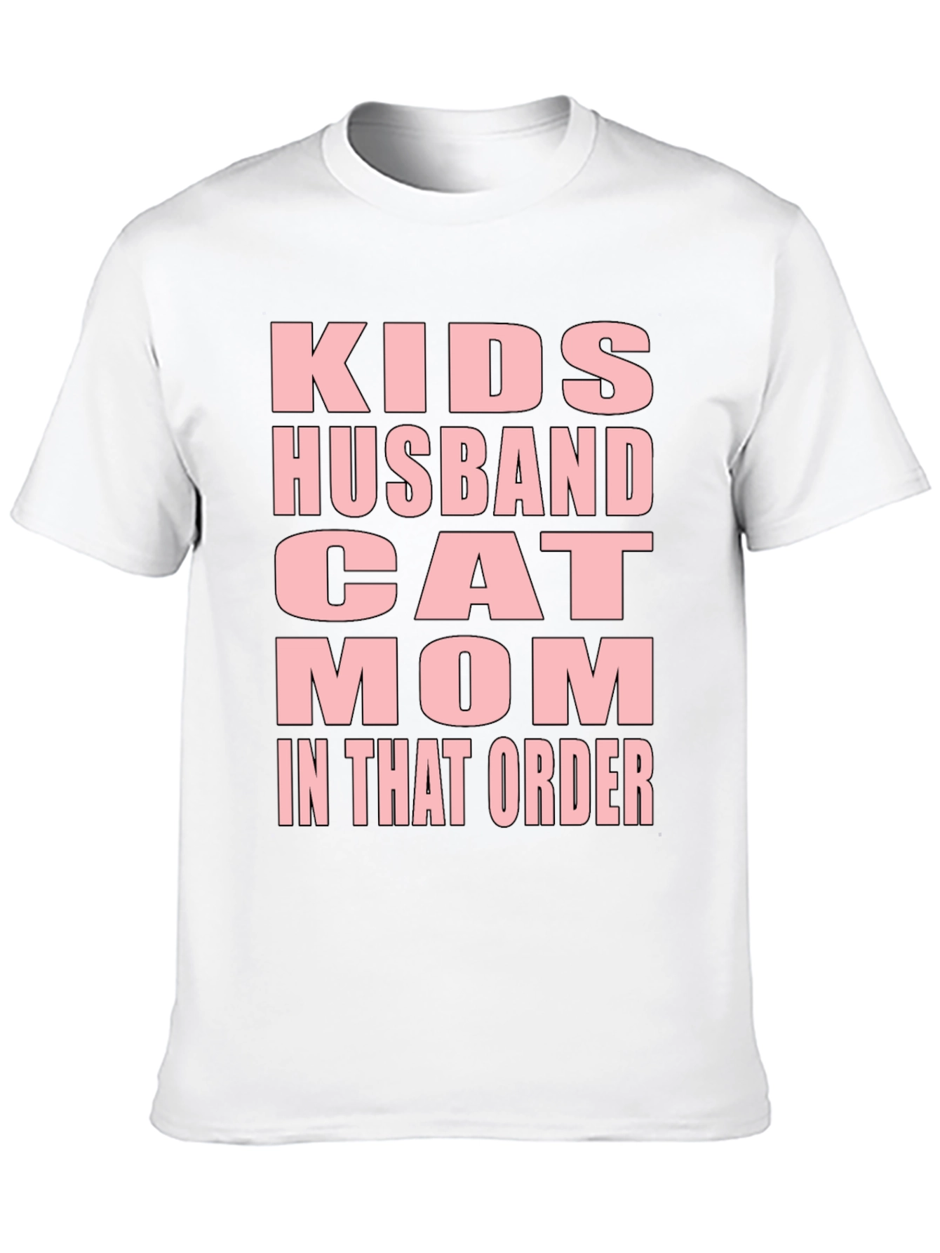 Black Funny "Kids Husband Cat Mom" Black T-Shirt view 10