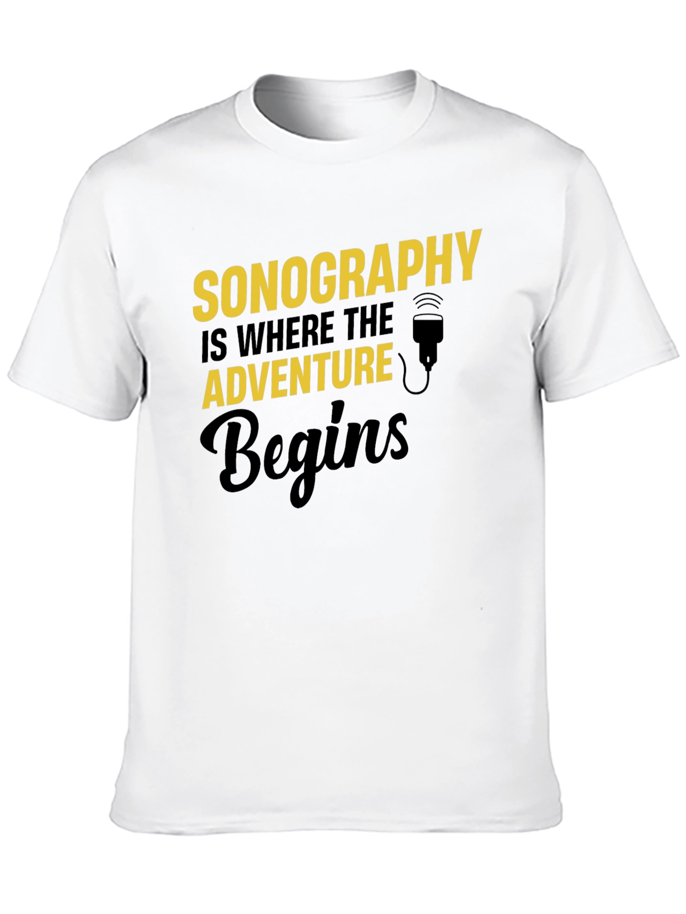 Black Sonography Adventure Begins T-Shirt - Black view 10