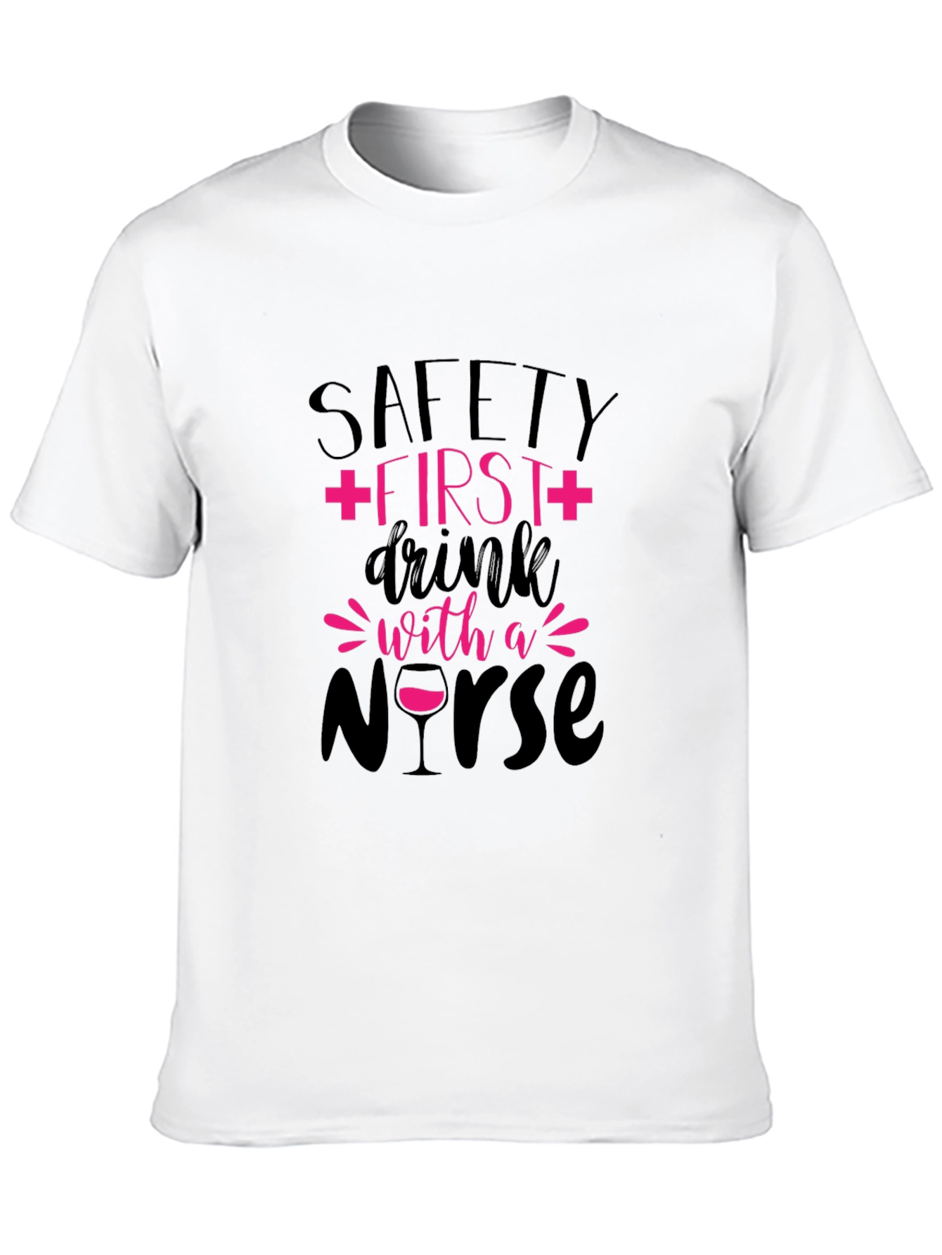 Black Safety First, Drink with a Nurse T-Shirt view 10