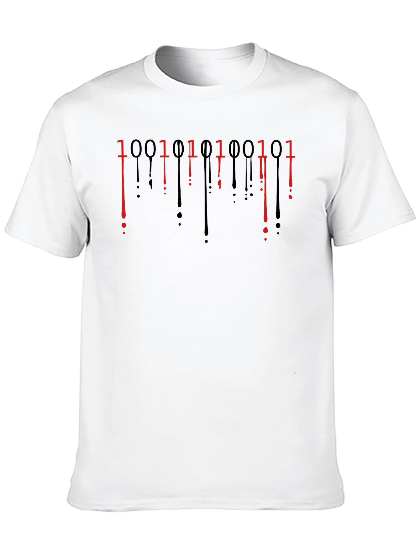 Black Binary Code Drip Graphic Tee - Black view 10