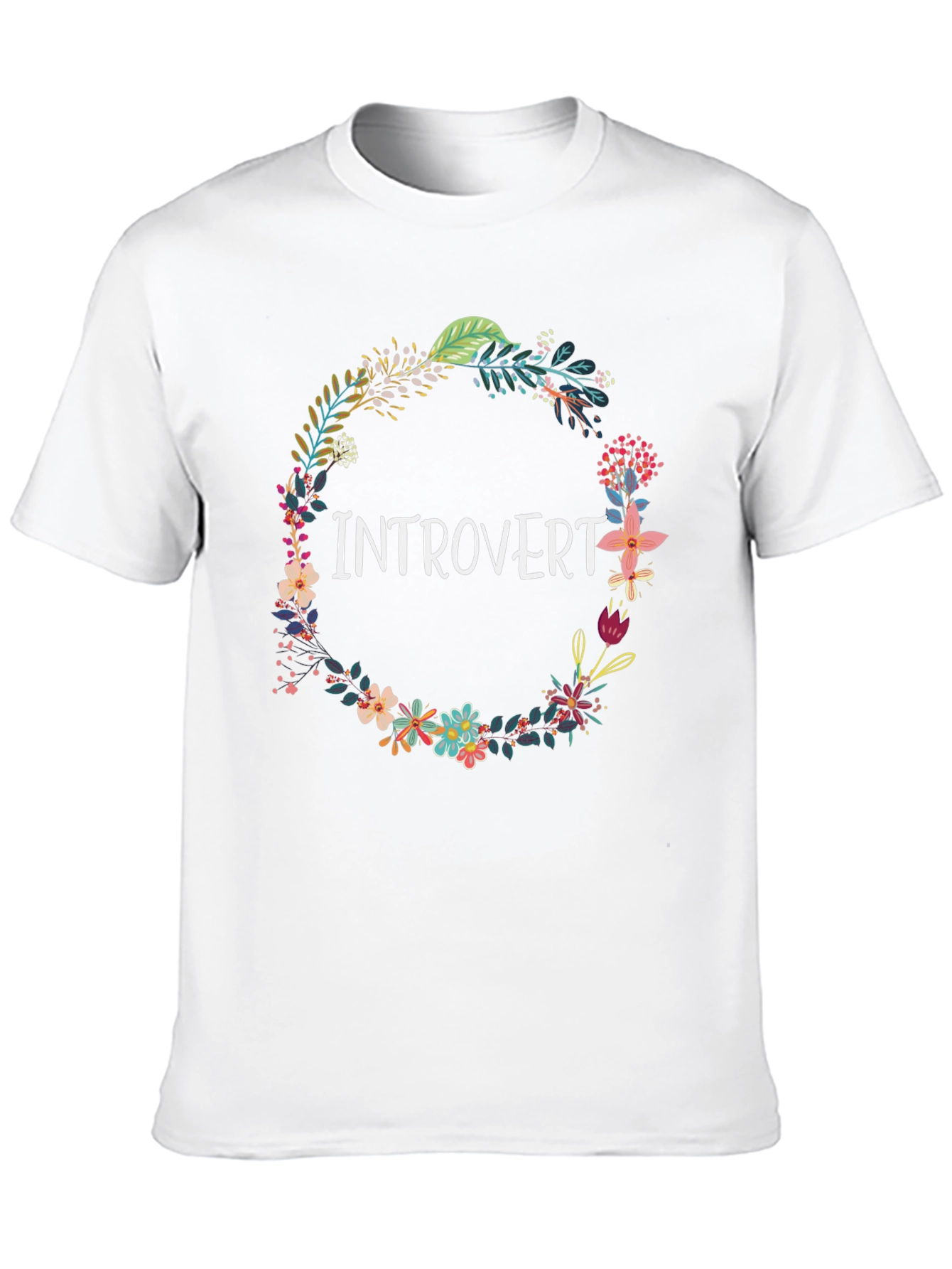 Black Introvert Floral Wreath Black T-Shirt view 10