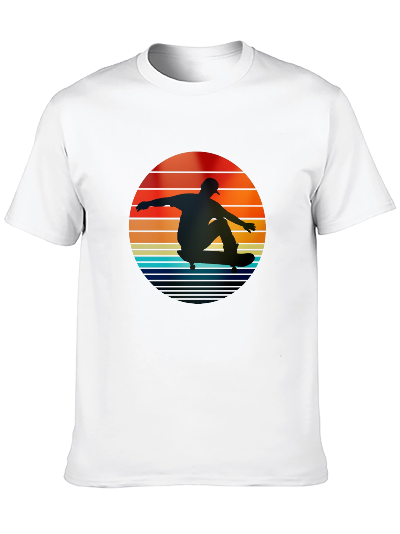 Black Retro Skateboarder Sunset T-Shirt view 10