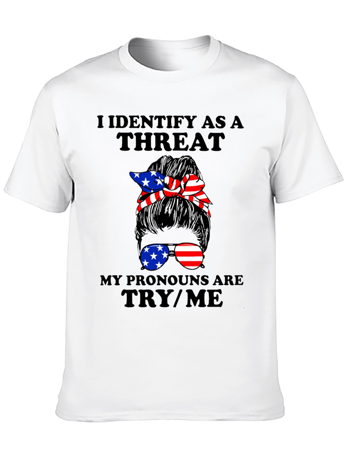 Black I Identify As A Threat Graphic Tee view 10