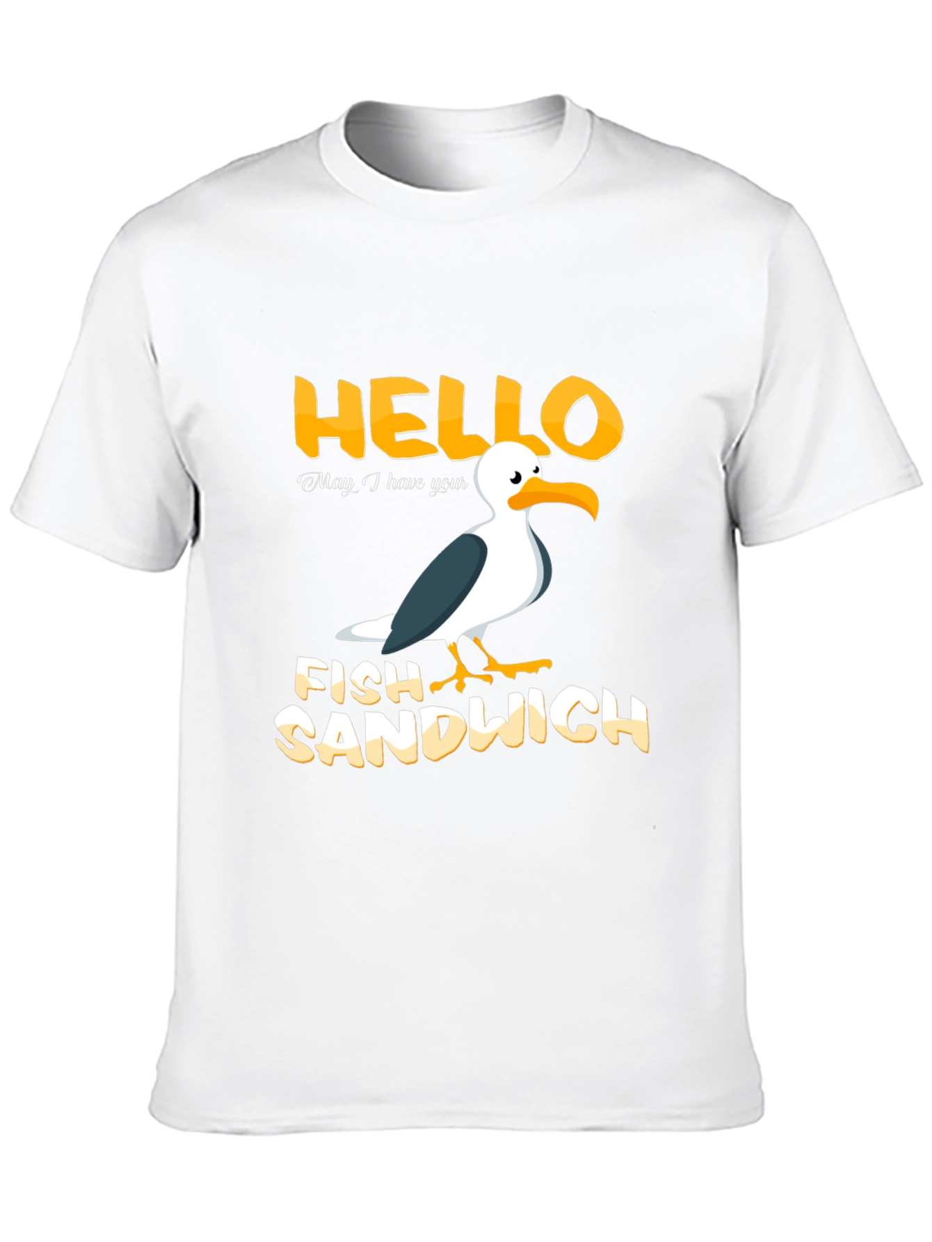 Black Hello Fish Sandwich T-Shirt Funny Seagull Humor Tee view 10
