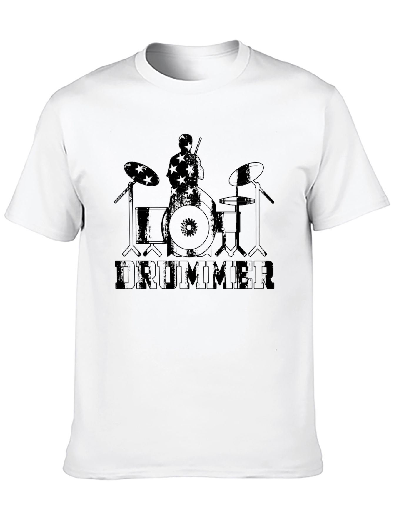 Black Drummer Graphic Print Black T-Shirt view 10