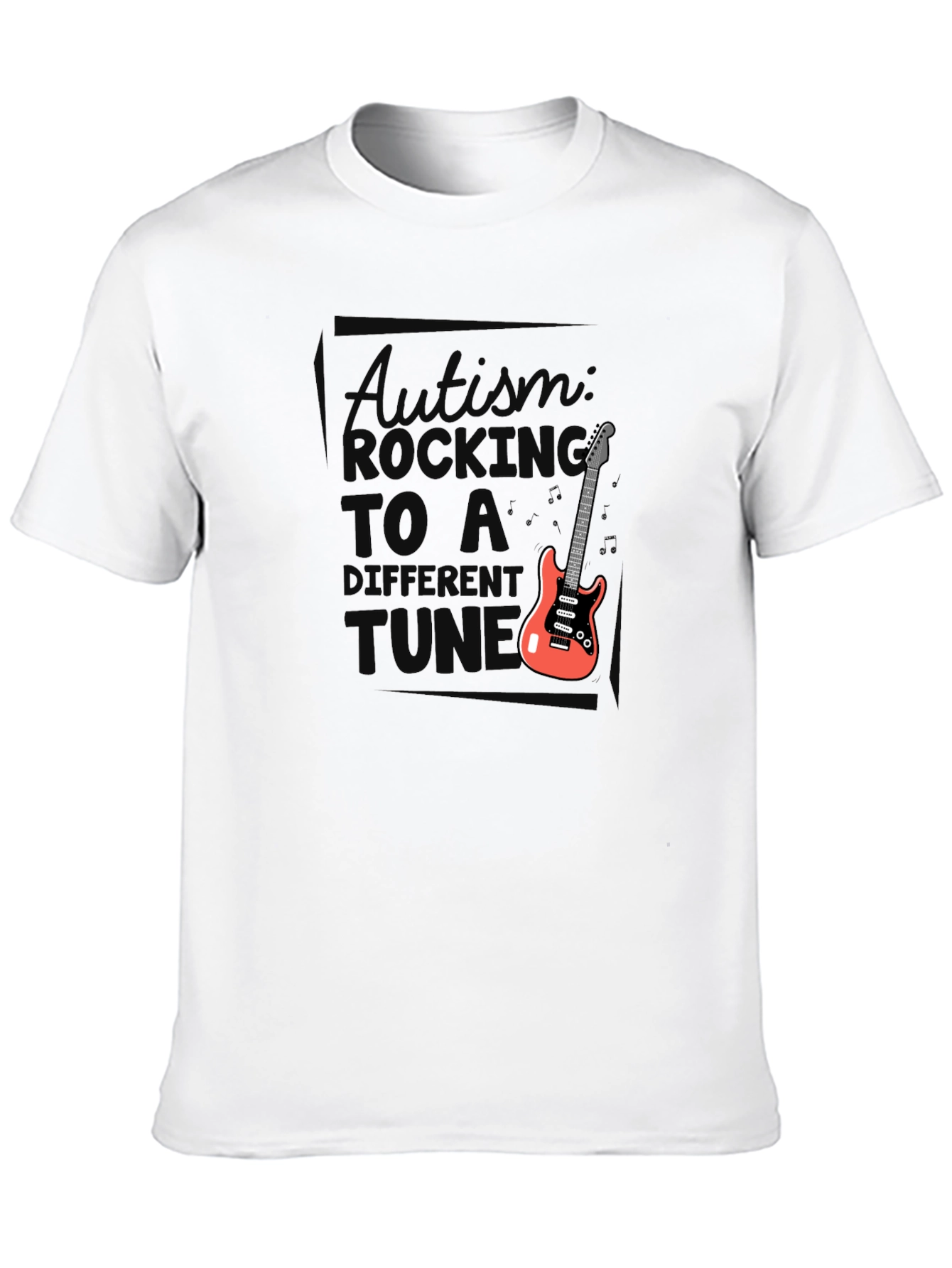 Black Autism Awareness Rocking to a Different Tune T-Shirt view 10