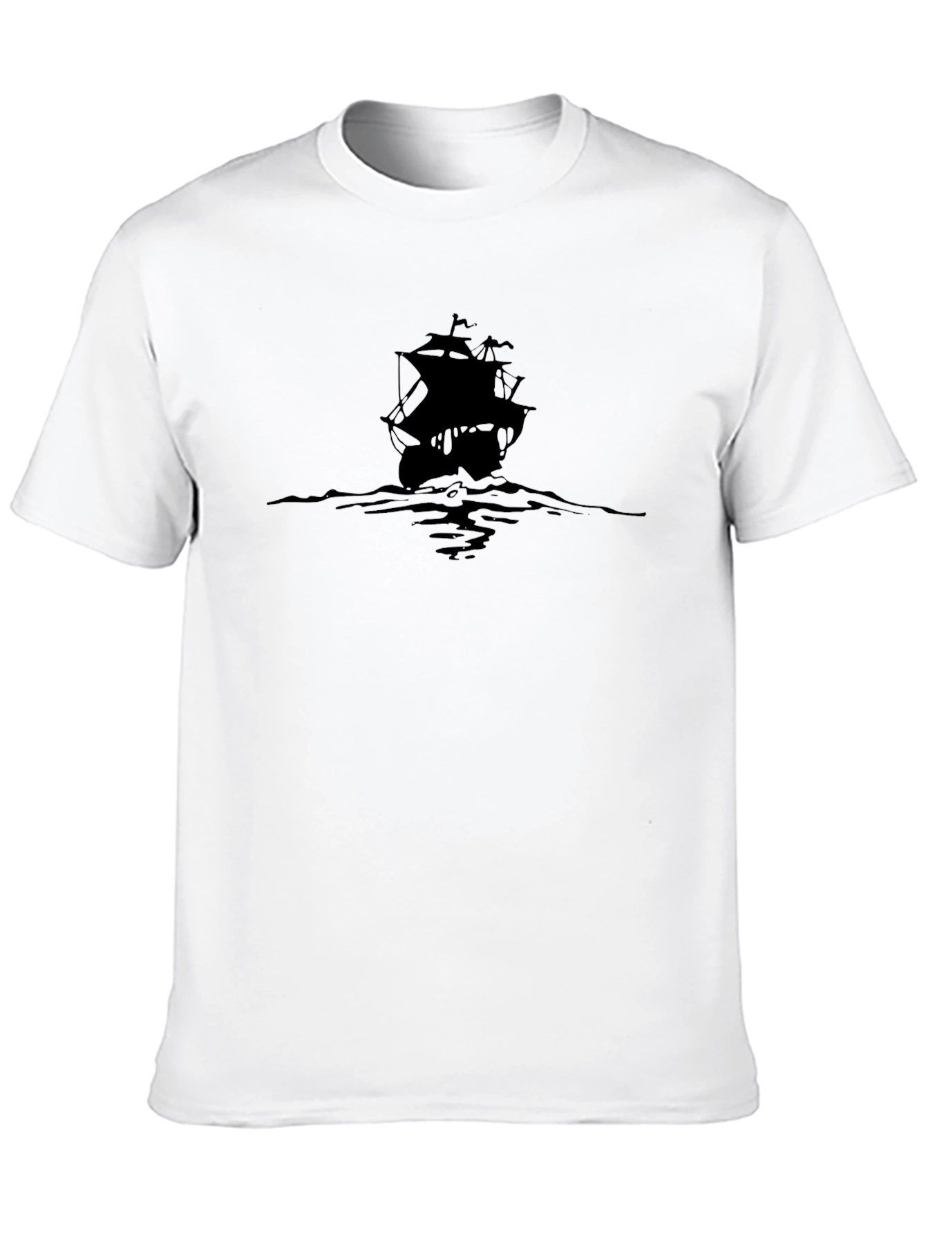Black Men's Black Pirate Ship Graphic Tee view 10