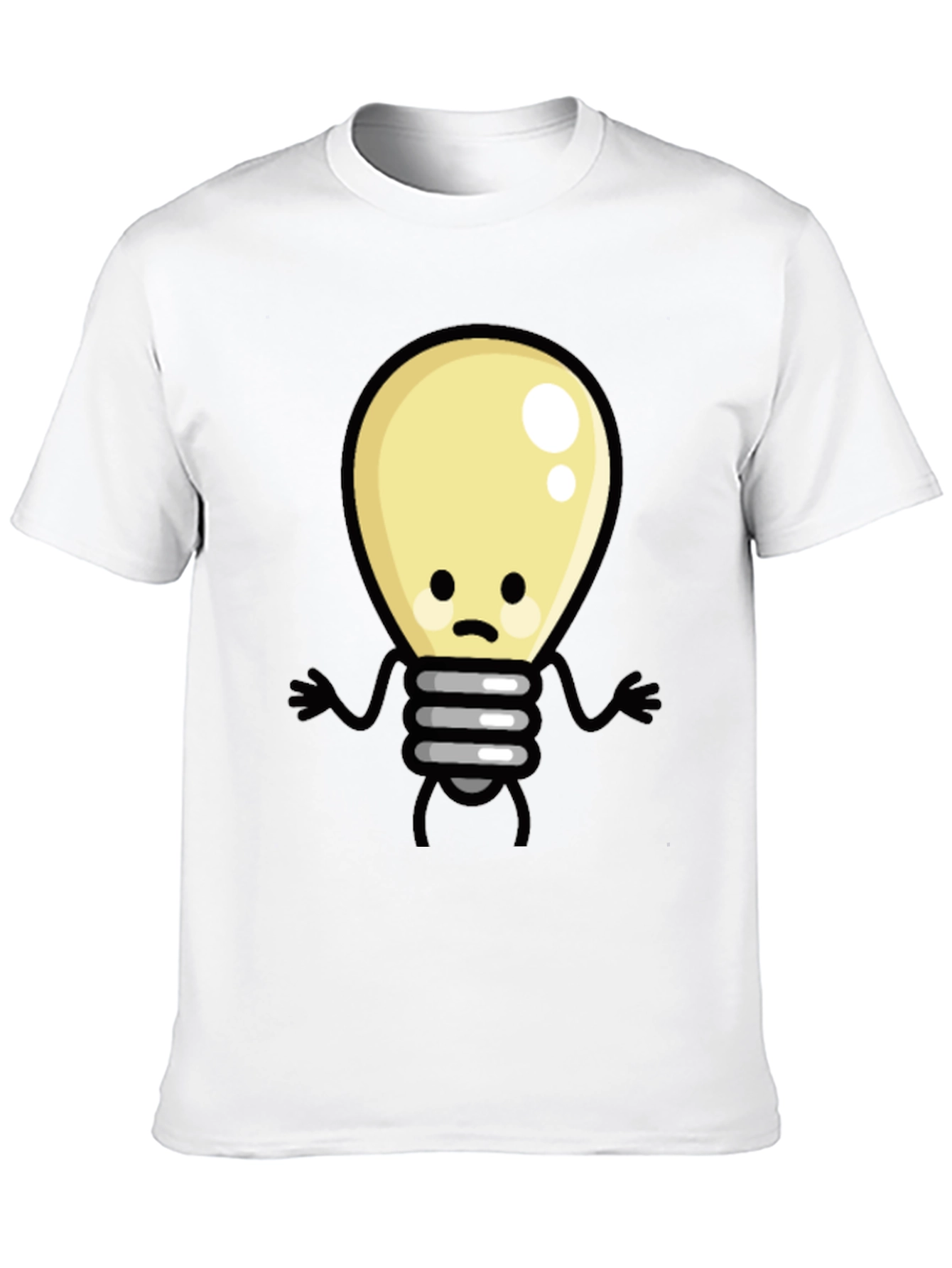 Black Funny Cartoon Light Bulb Black T-Shirt view 10