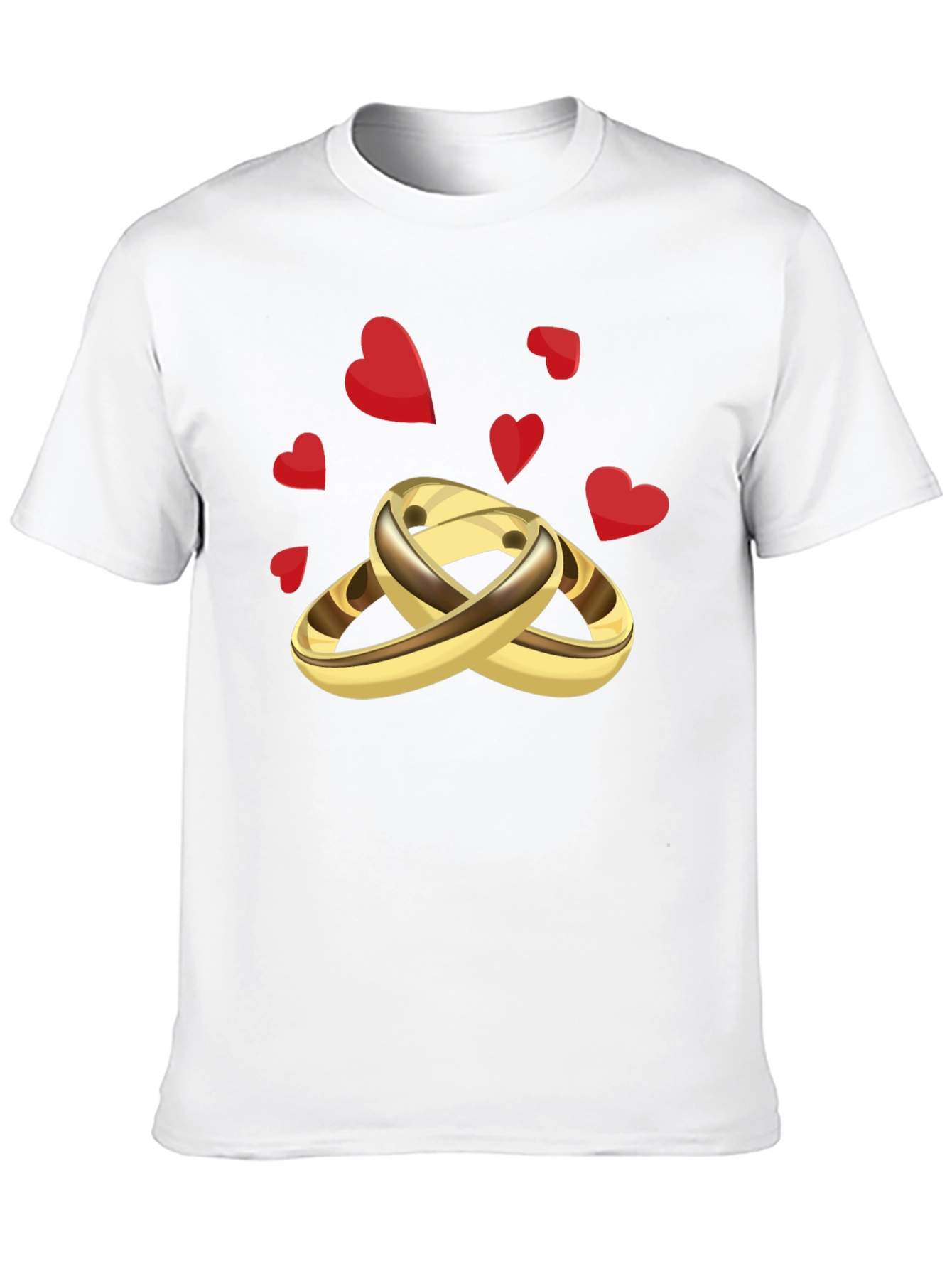 Black Golden Wedding Rings & Hearts Graphic Tee - Stylish & Unique view 10