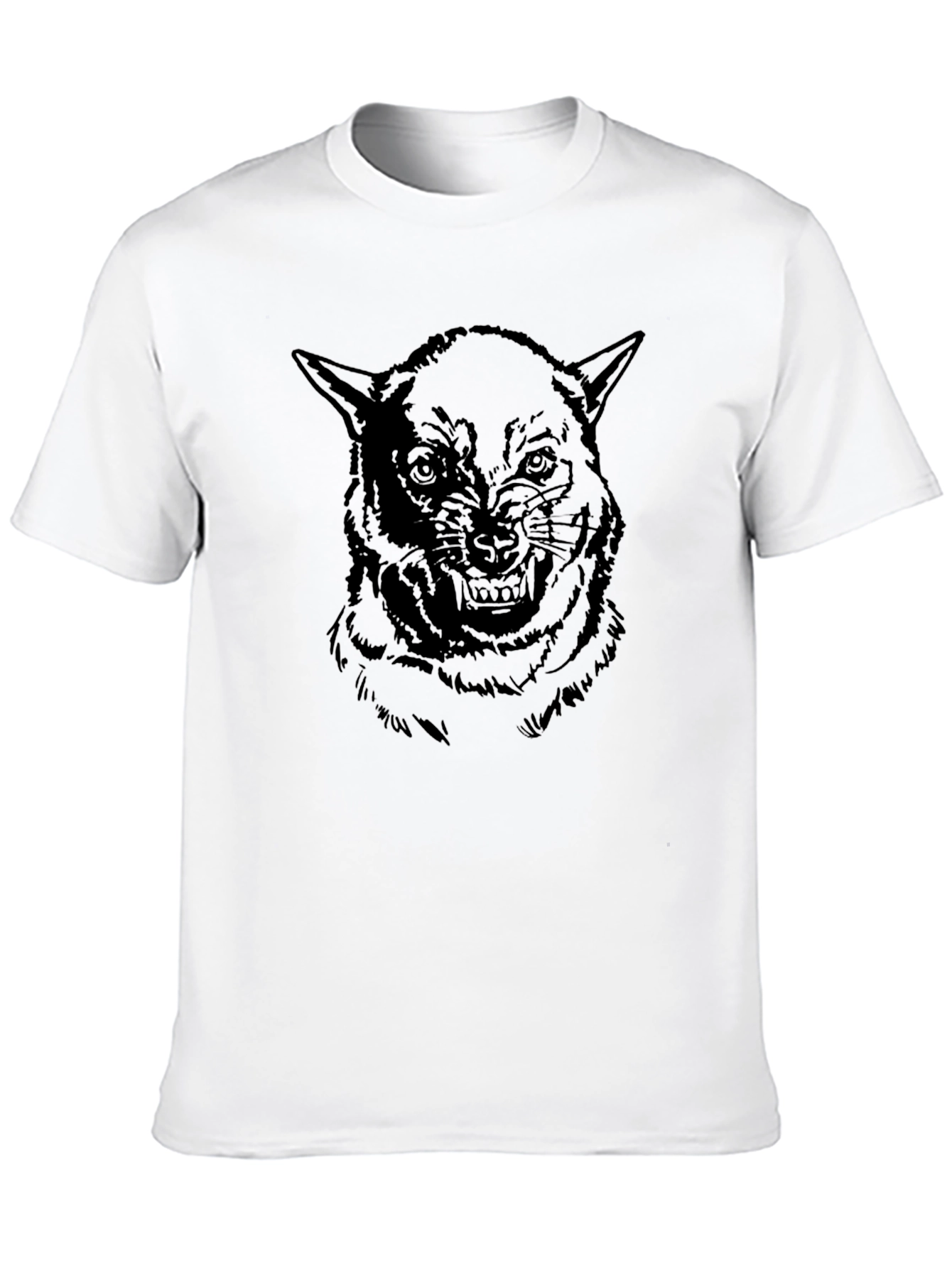 Black Men's Black Wolf Graphic Tee - Bold and Fierce Design view 10
