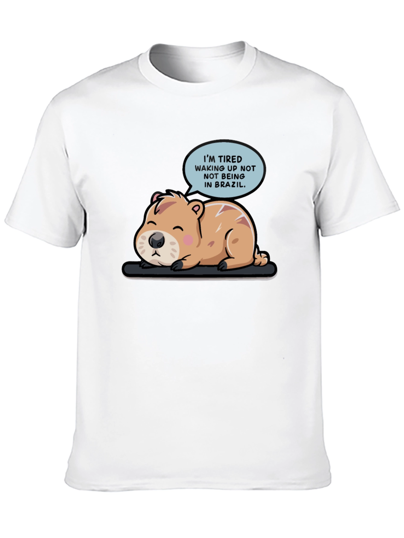 Black Tired Capybara Brazil T-Shirt view 10