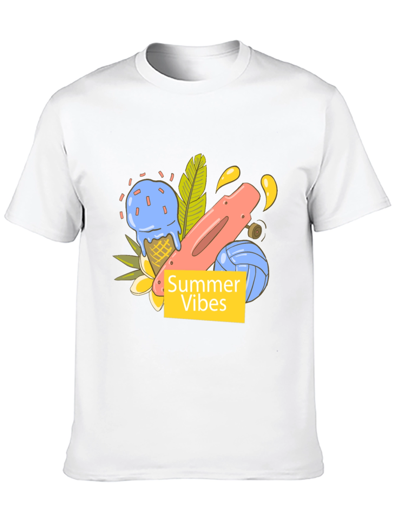 Black Summer Vibes Graphic Tee - Black Cotton T-Shirt view 10