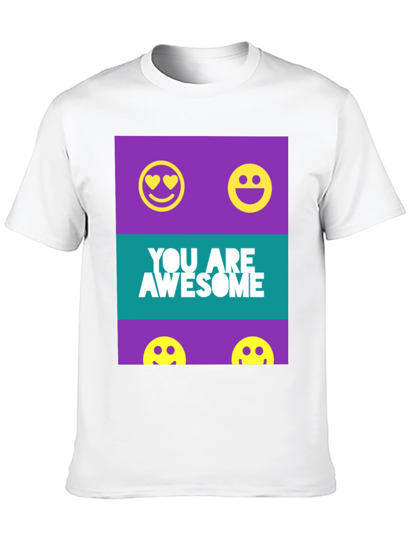 Black Awesome Graphic Tee - Trendy Smiley Face T-Shirt view 10