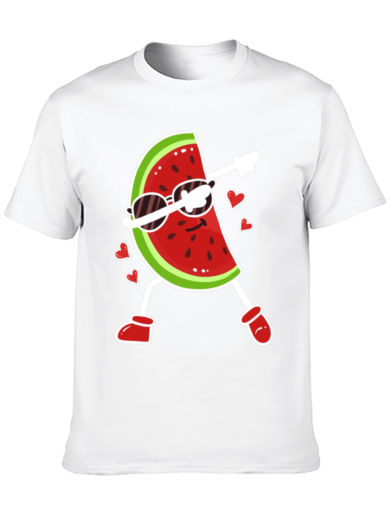 Black Funny Watermelon Dab Dance Graphic T-Shirt view 10