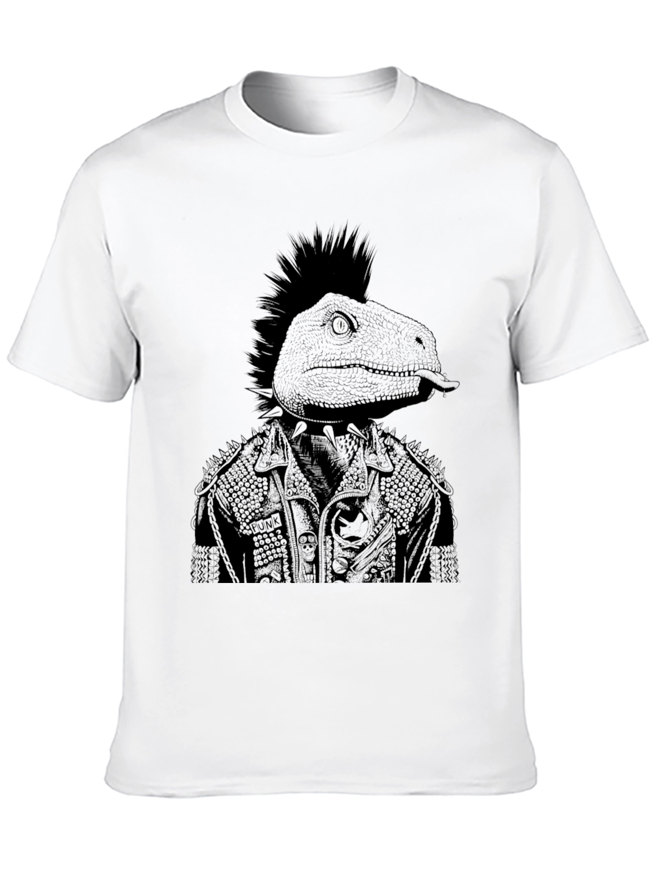 Black Punk Dino Graphic Tee - Black Cotton T-Shirt view 10