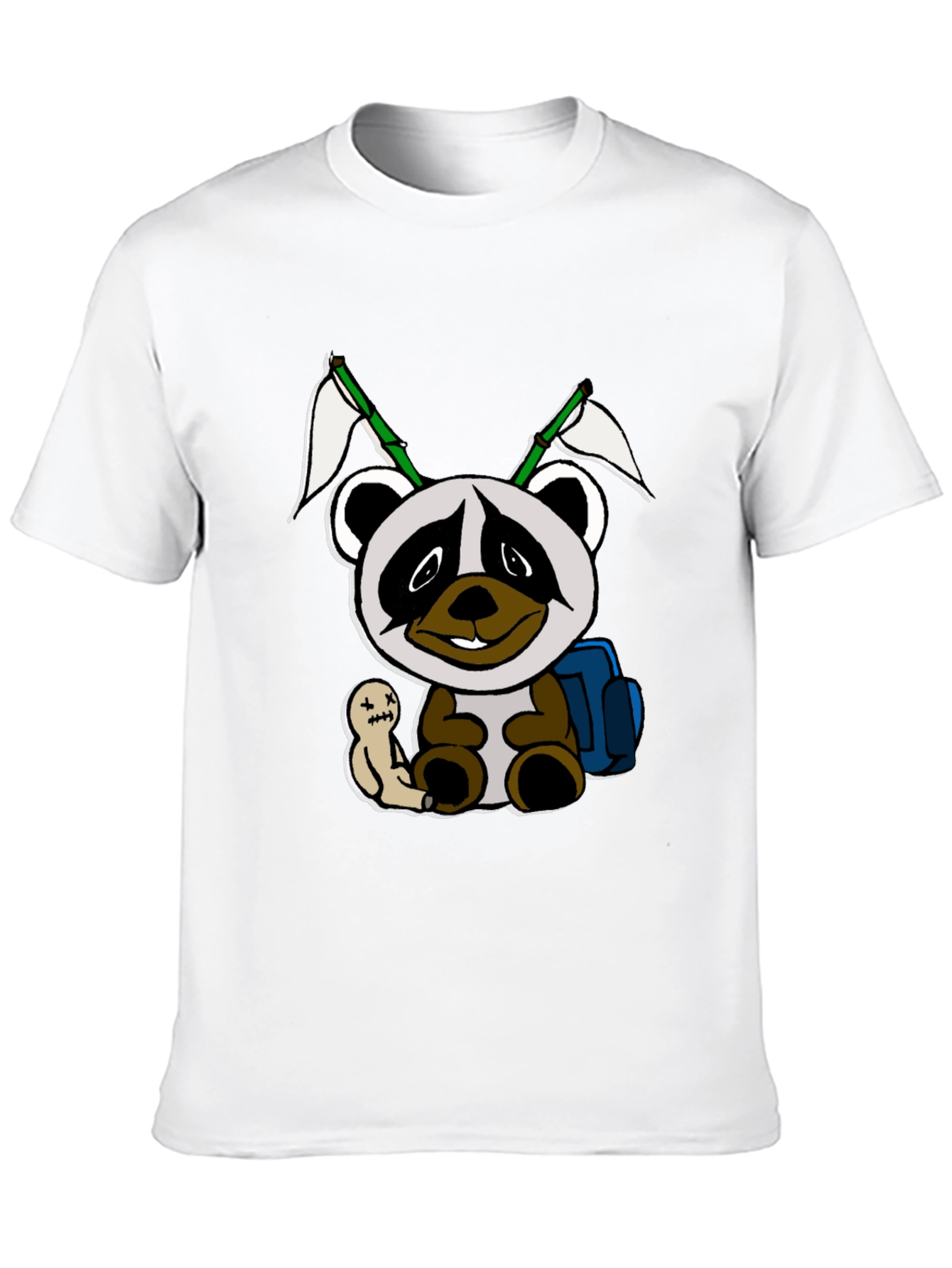 Cartoon Panda Graphic Black Tee - 10