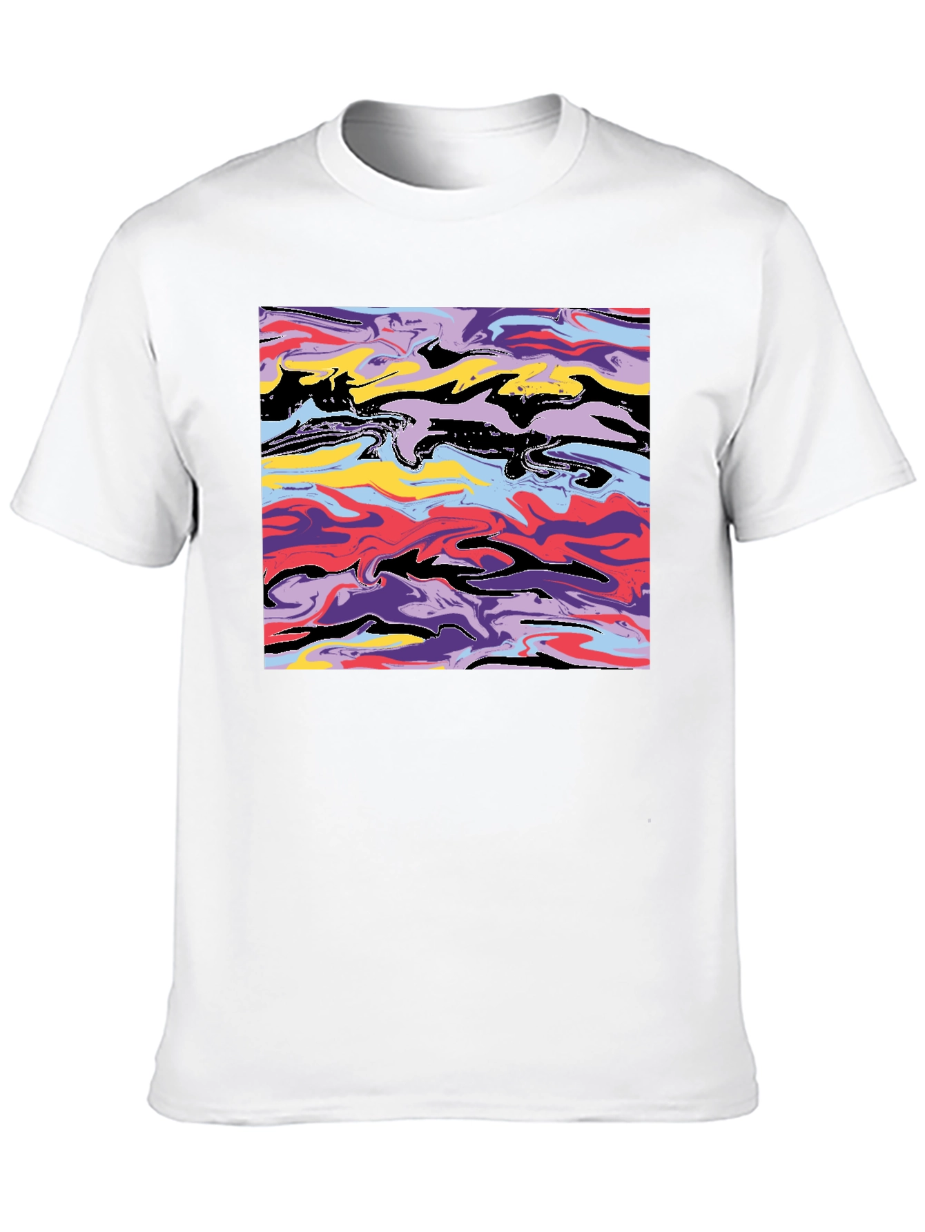 Black Abstract Swirl Graphic Black T-Shirt view 10