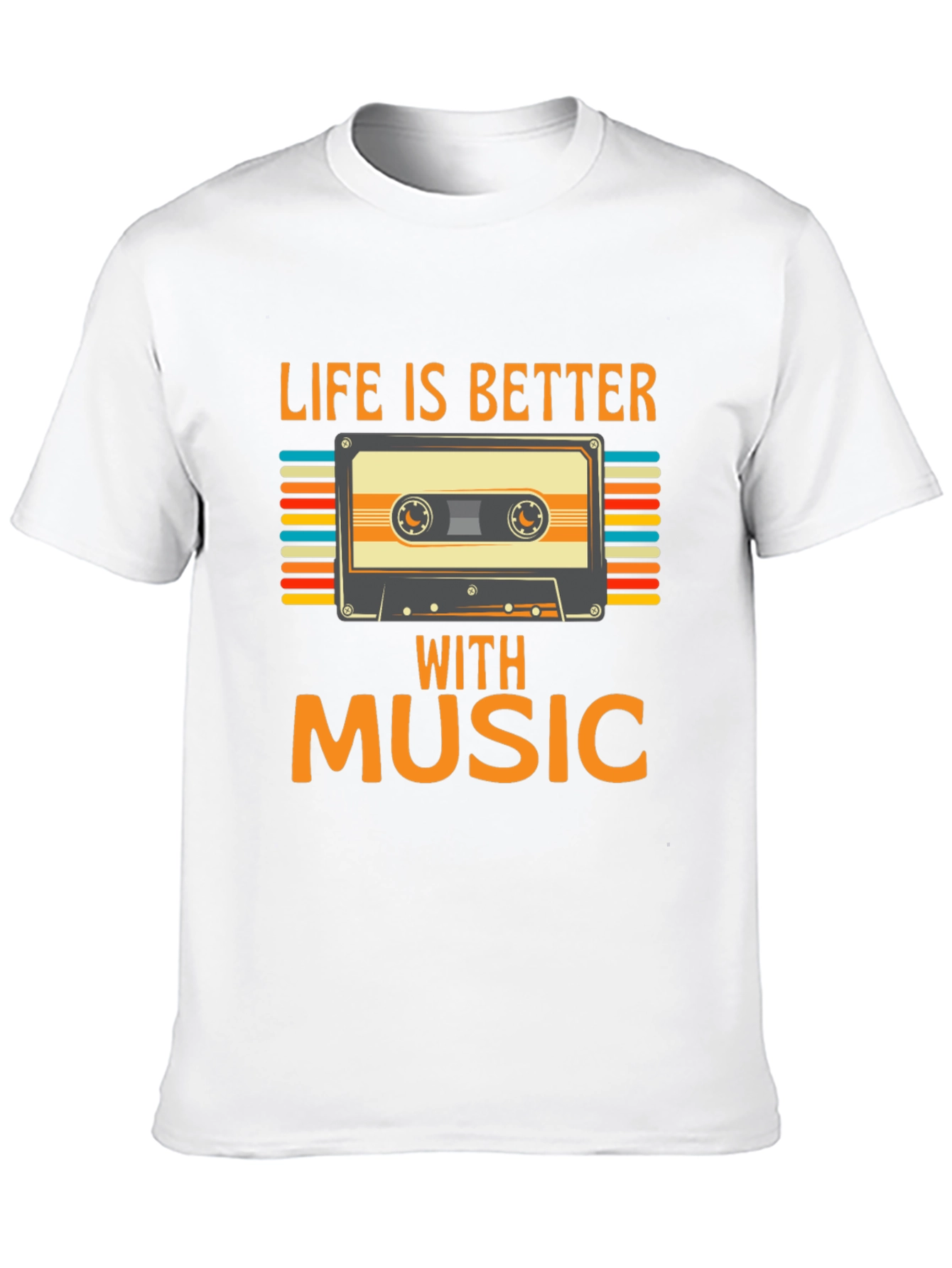 Black Retro Music Cassette T-Shirt - Life is Better With Music view 10