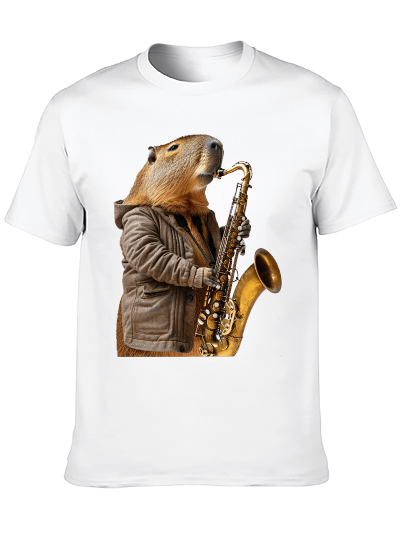 Black Capybara Saxophone T-Shirt view 10
