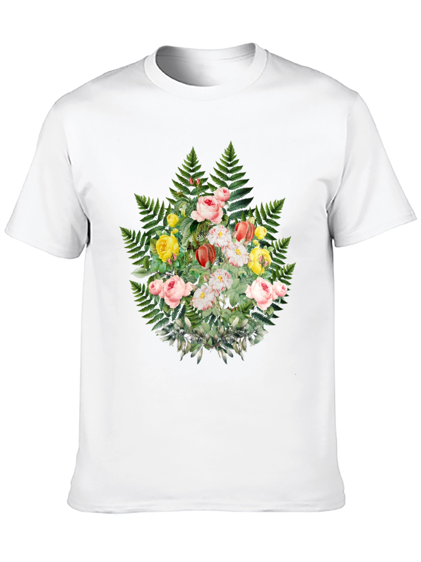 Black Floral Fern Graphic Tee - Stylish Black T-Shirt view 10