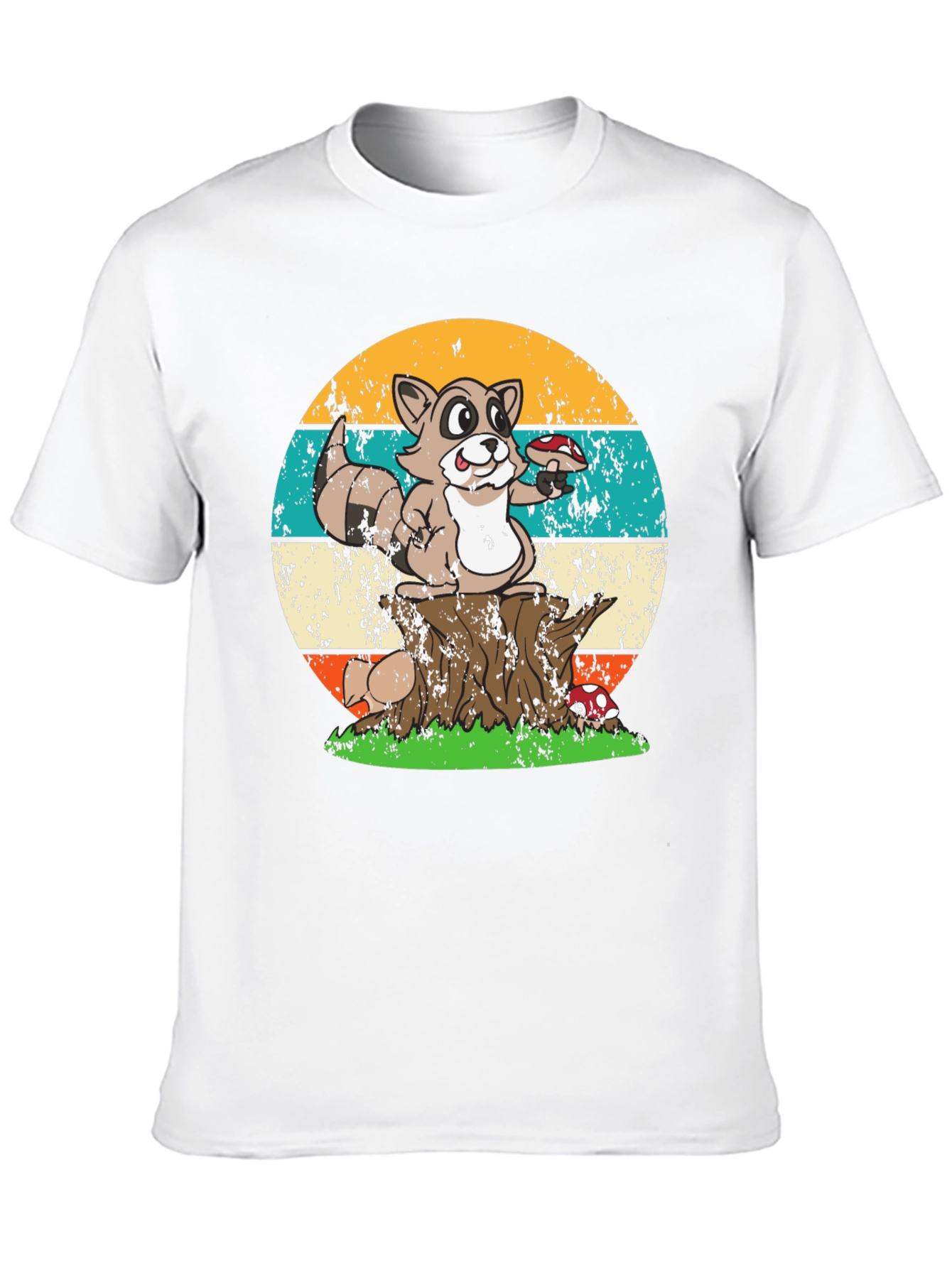 Black Retro Raccoon & Mushroom T-Shirt view 10