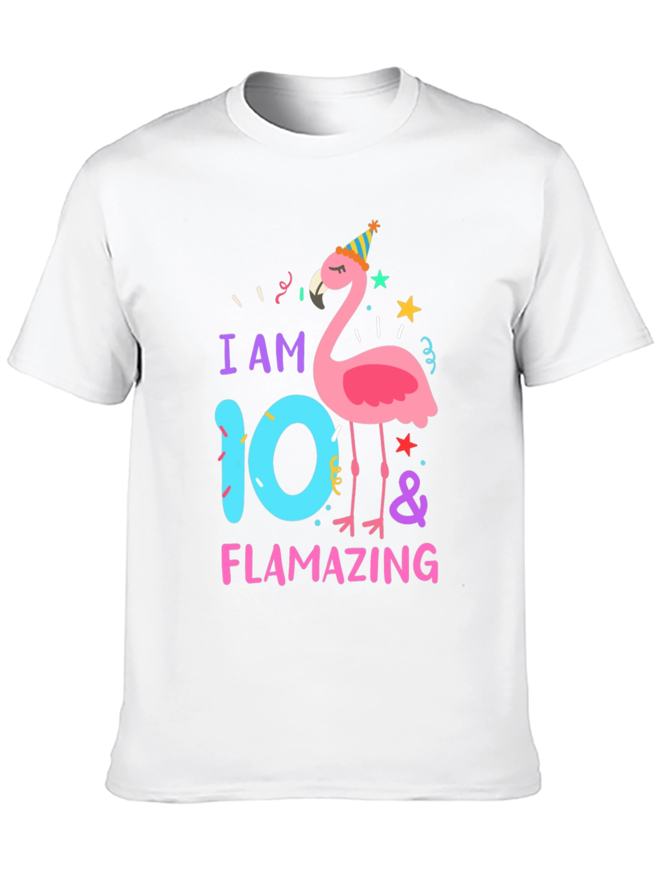 Black Flamazing 10th Birthday T-Shirt - Flamingo Party view 10