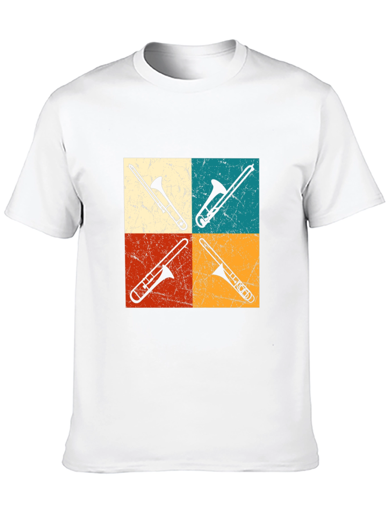 Black Retro Trombone Quartet Tee view 10