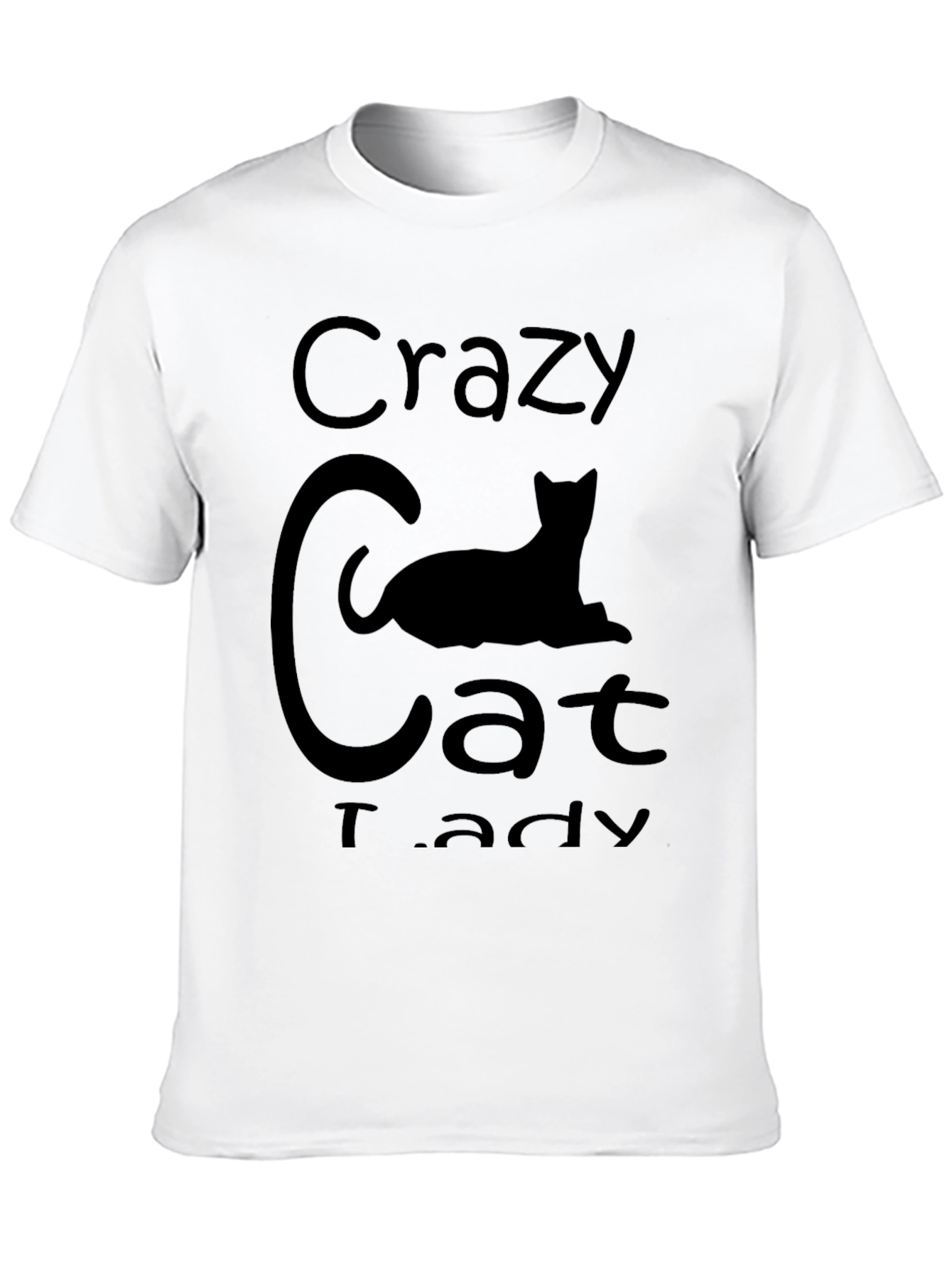 Black Crazy Cat Lady T-Shirt - Black view 10