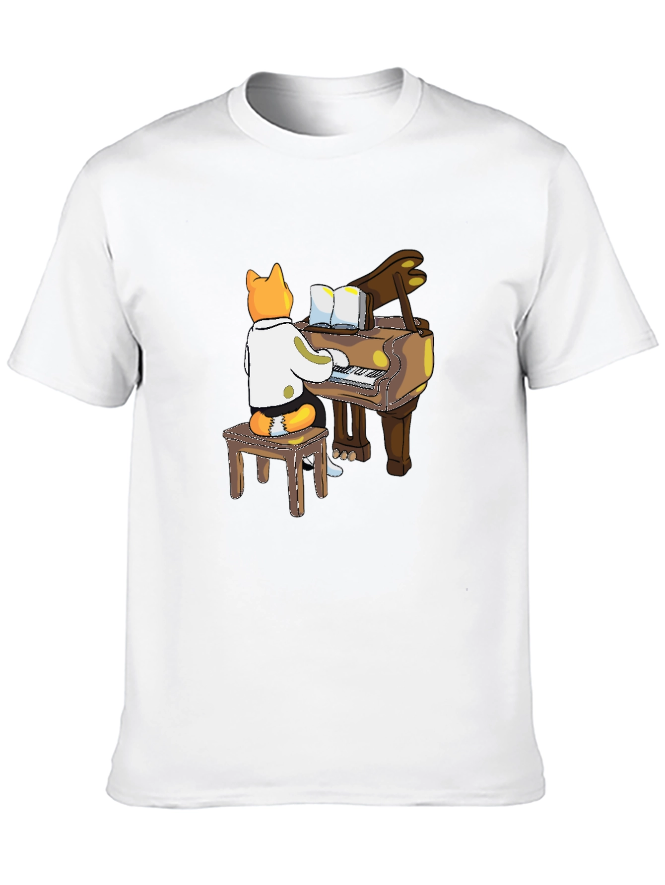 Black Cat Pianist T-Shirt - Black Graphic Tee view 10