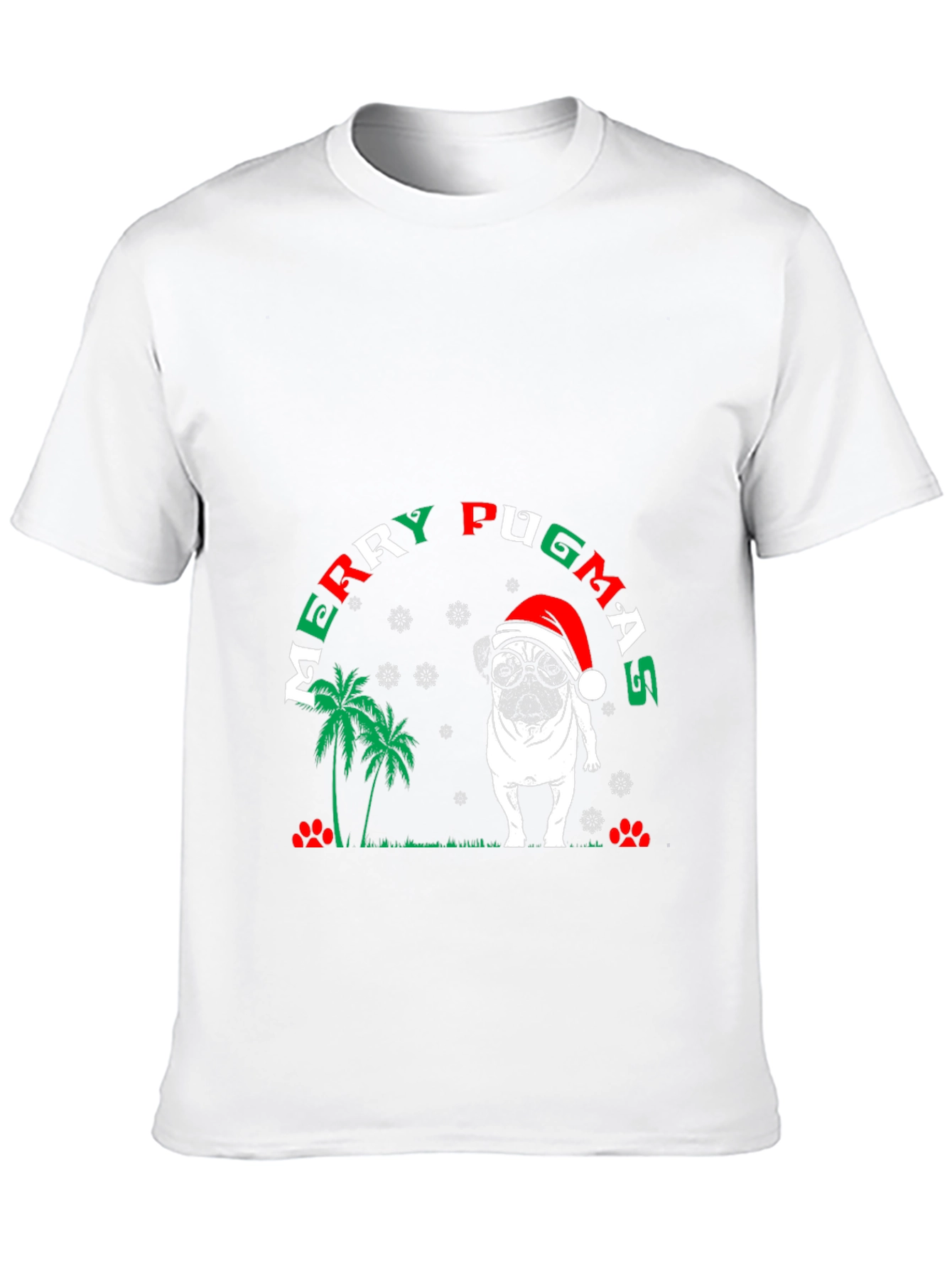 Black Merry Pugmas Christmas T-Shirt view 10