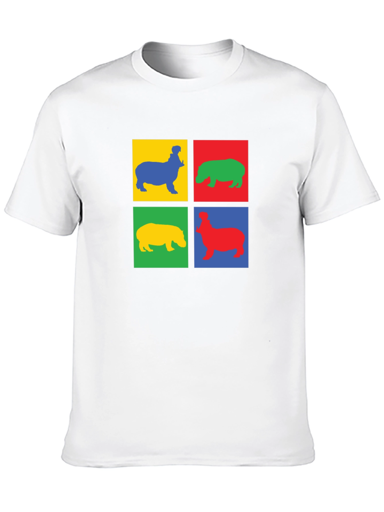 Black Colorful Hippo Pop Art Black T-Shirt view 10