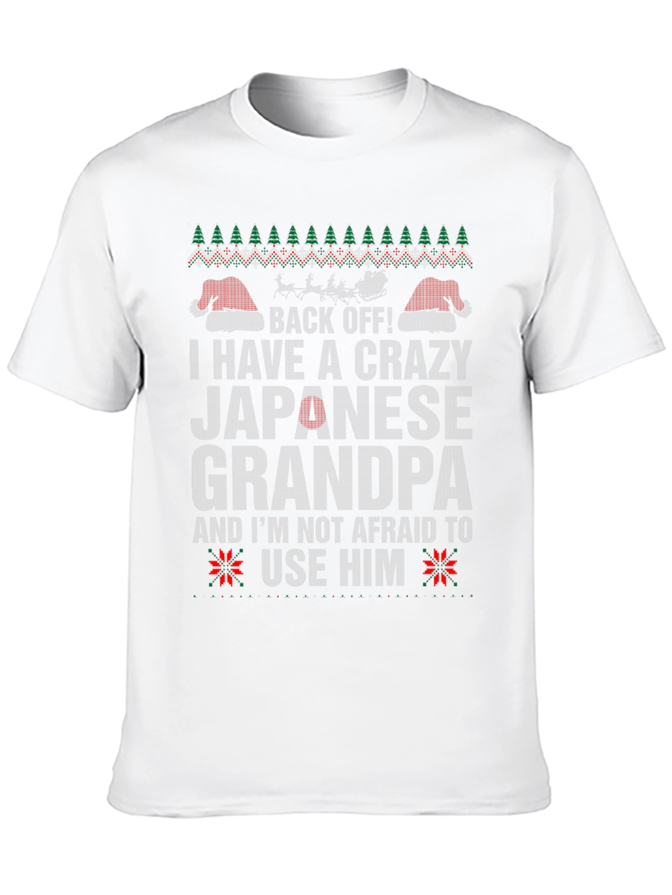 Black Crazy Japanese Grandpa Christmas T-Shirt view 10